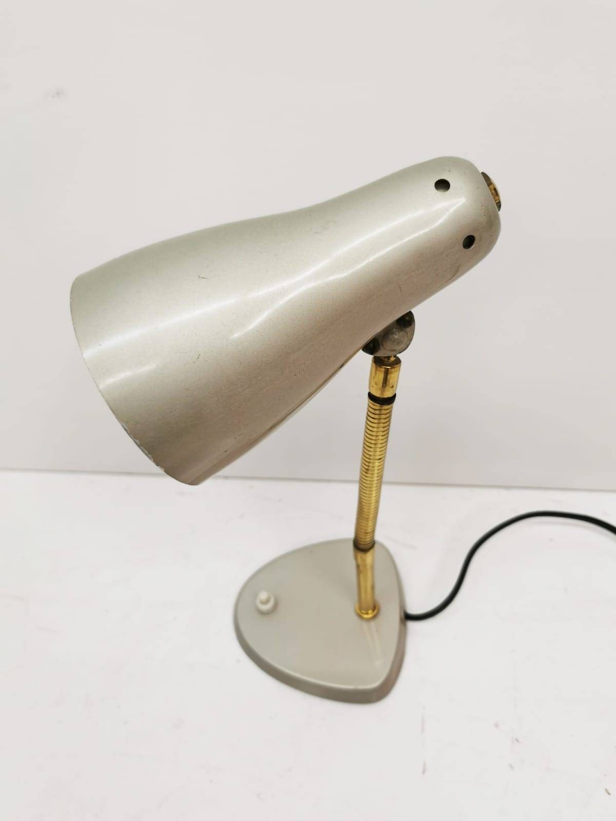 Mid-Century vintage Brass Grey desk lamp Germany 1960s