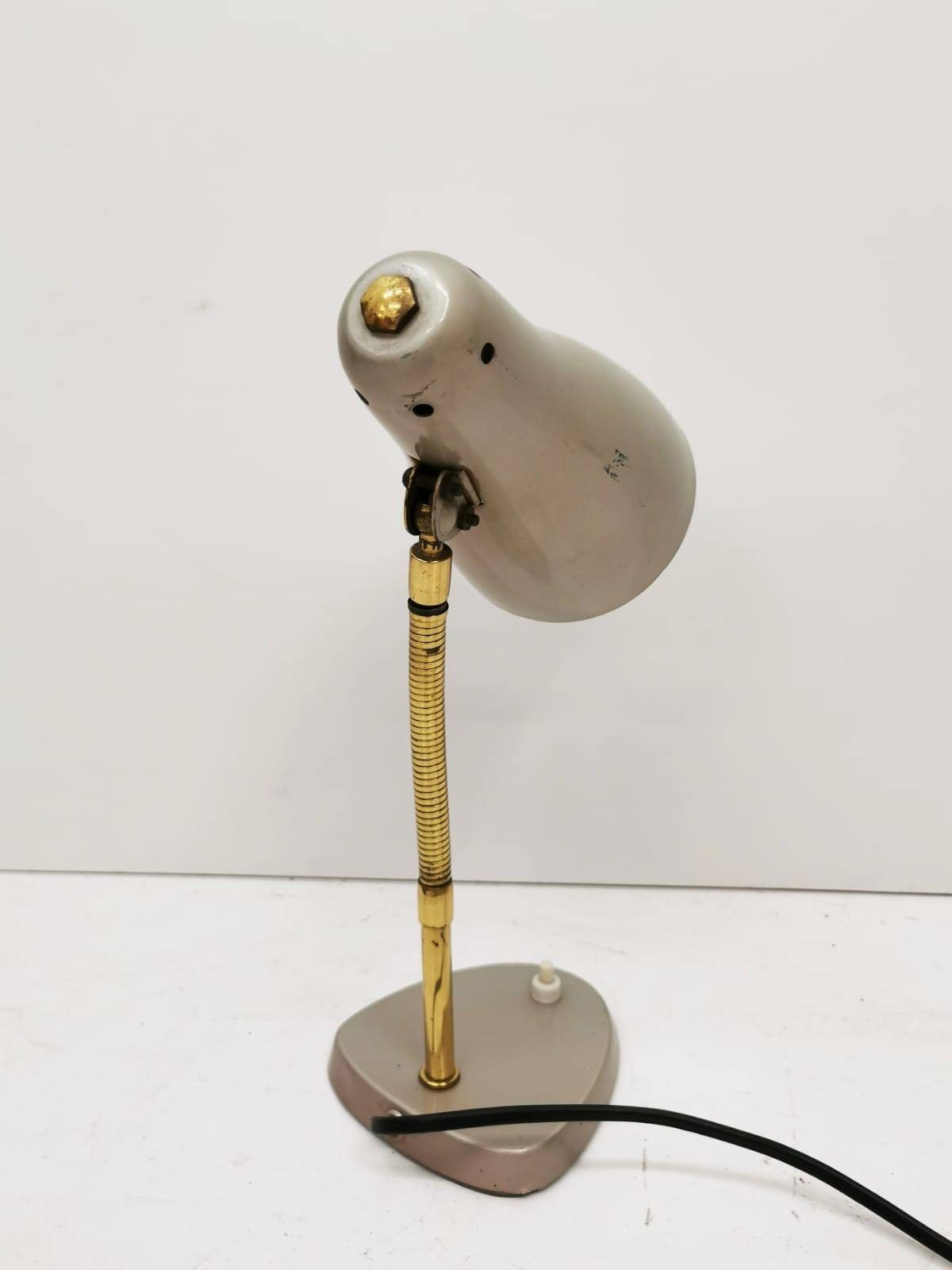 Mid-Century vintage Brass Grey desk lamp Germany 1960s