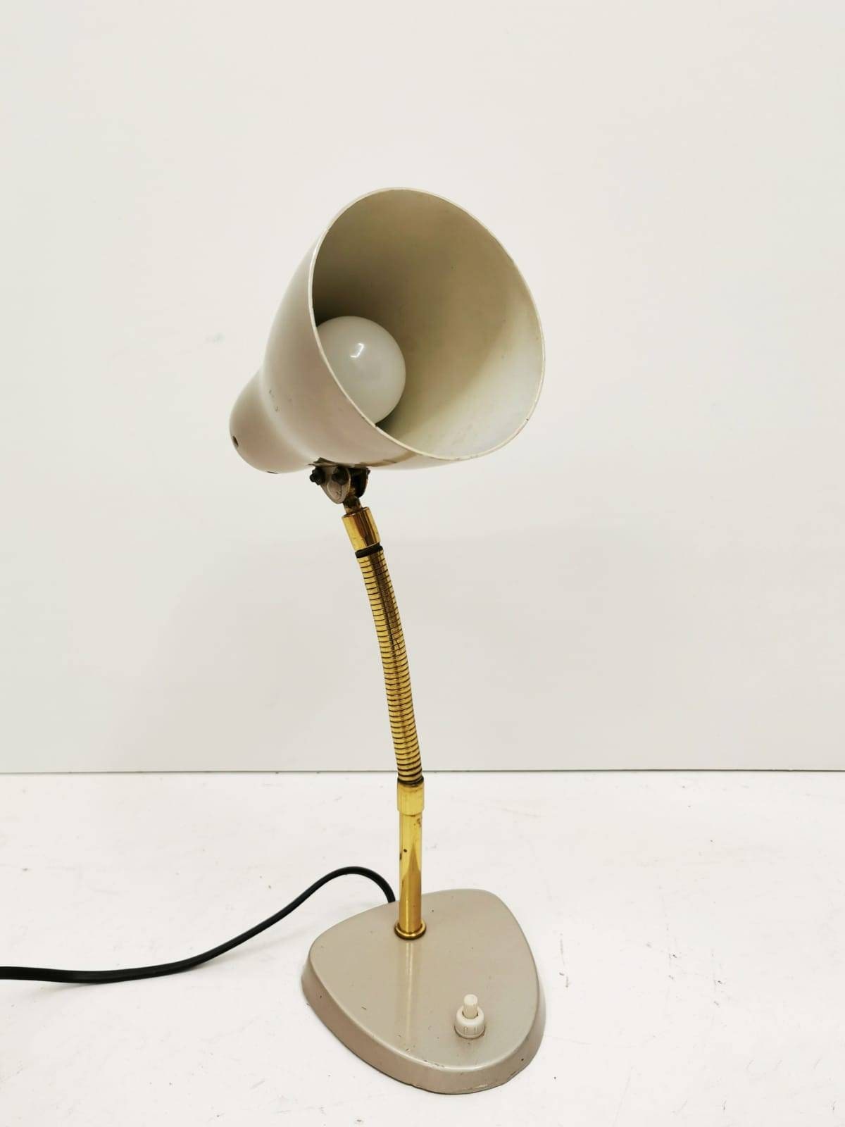 Mid-Century vintage Brass Grey desk lamp Germany 1960s