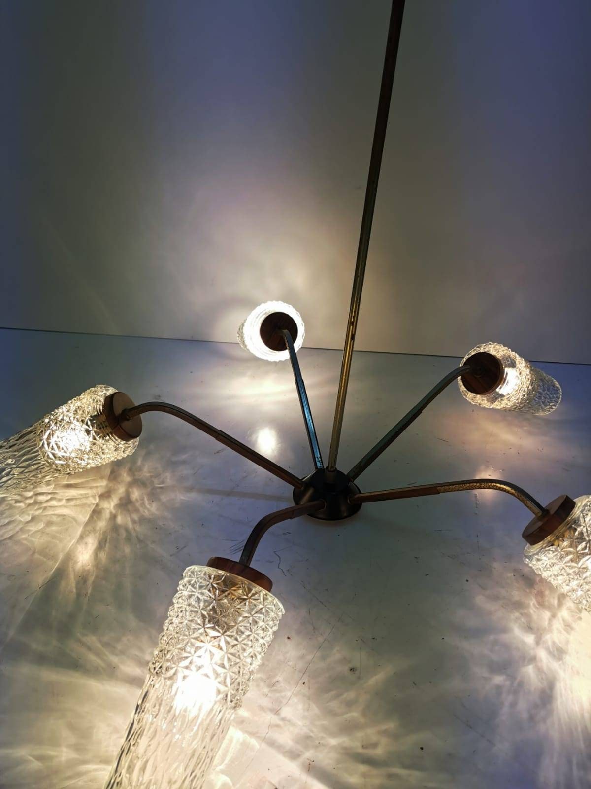 Beautiful large mid-century pendant lamp in Danish design from the 1960s.