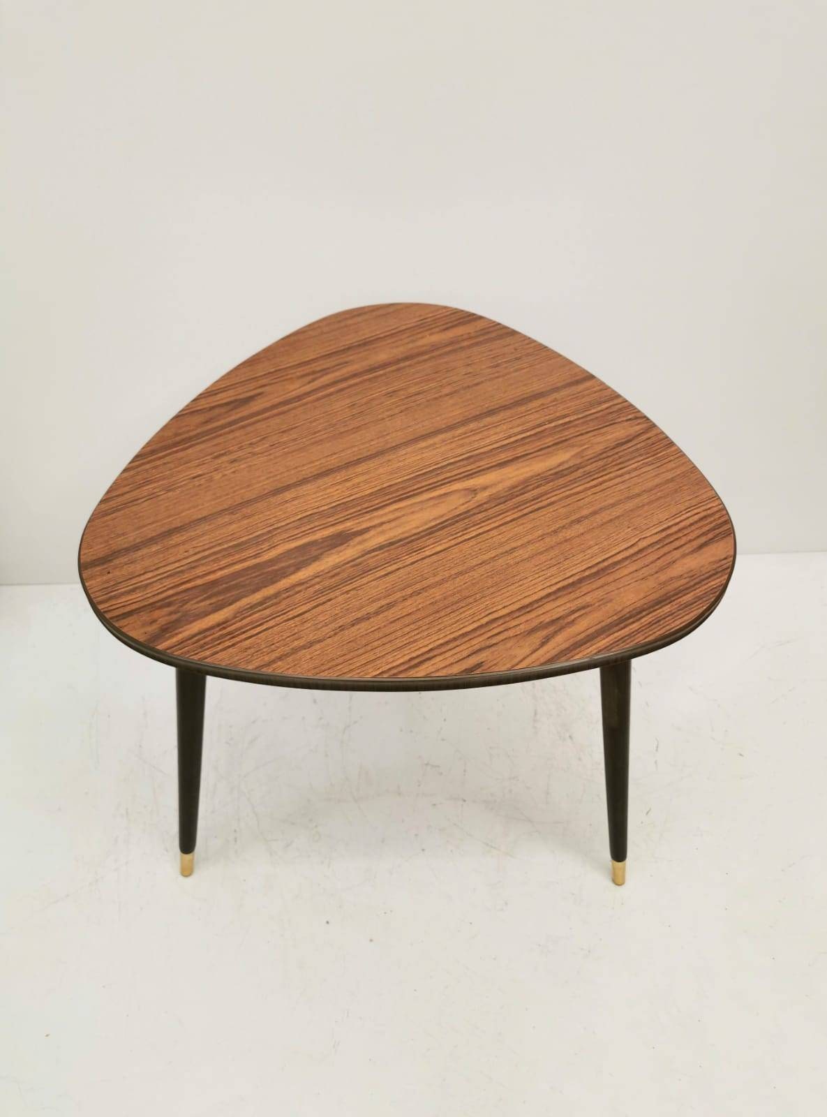 vintage wooden top west German coffee table boho mid century modern 1960s 