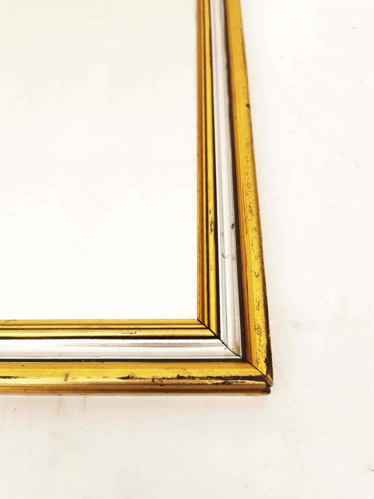 Mid-Century Vintage Gold & Silver Line Wall Mirror Italy 1960s
