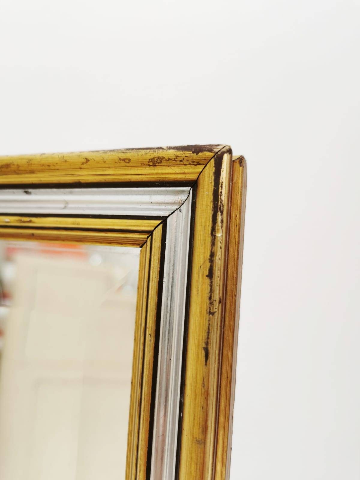 Mid-Century Vintage Gold & Silver Line Wall Mirror Italy 1960s