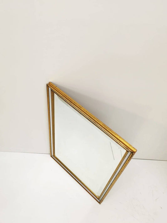 Mid-Century Vintage Gold & Silver Line Wall Mirror Italy 1960s