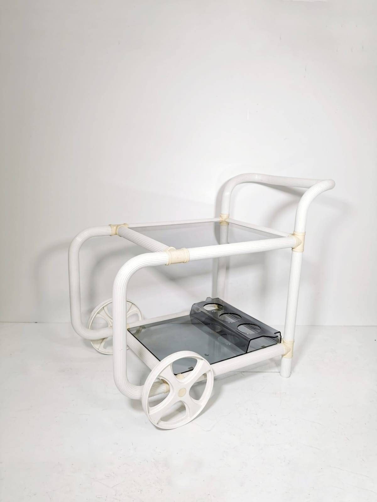 Space age design white serving cart - Trolly Bar 1980s