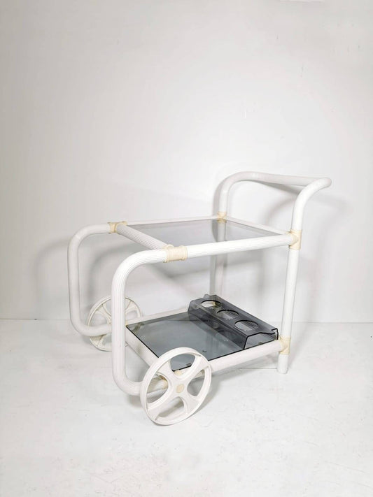 Space age design white serving cart - Trolly Bar 1980s