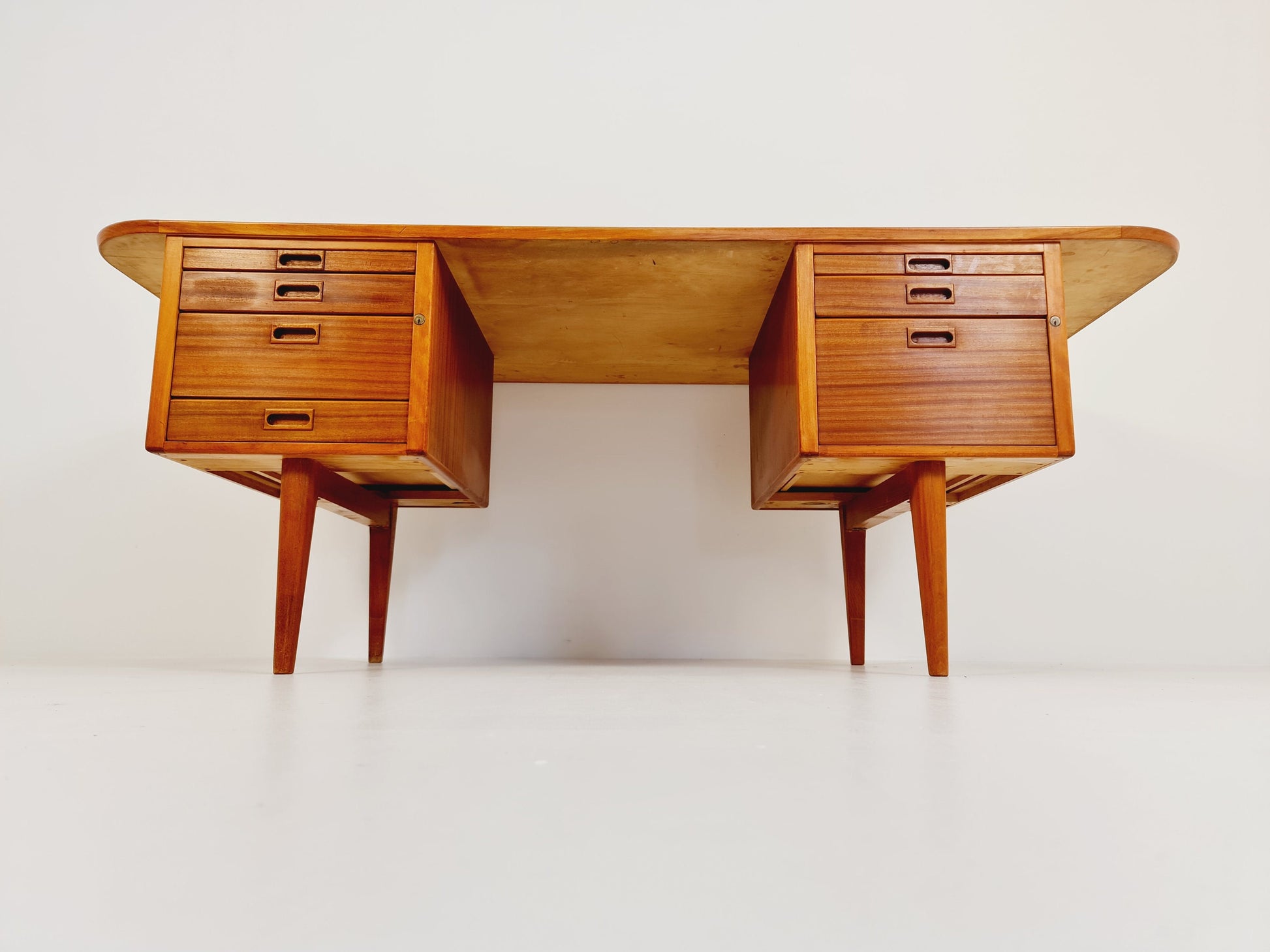 Danish solid mahogany Model Executive Desk by Gunni for Omann jun, 1950s