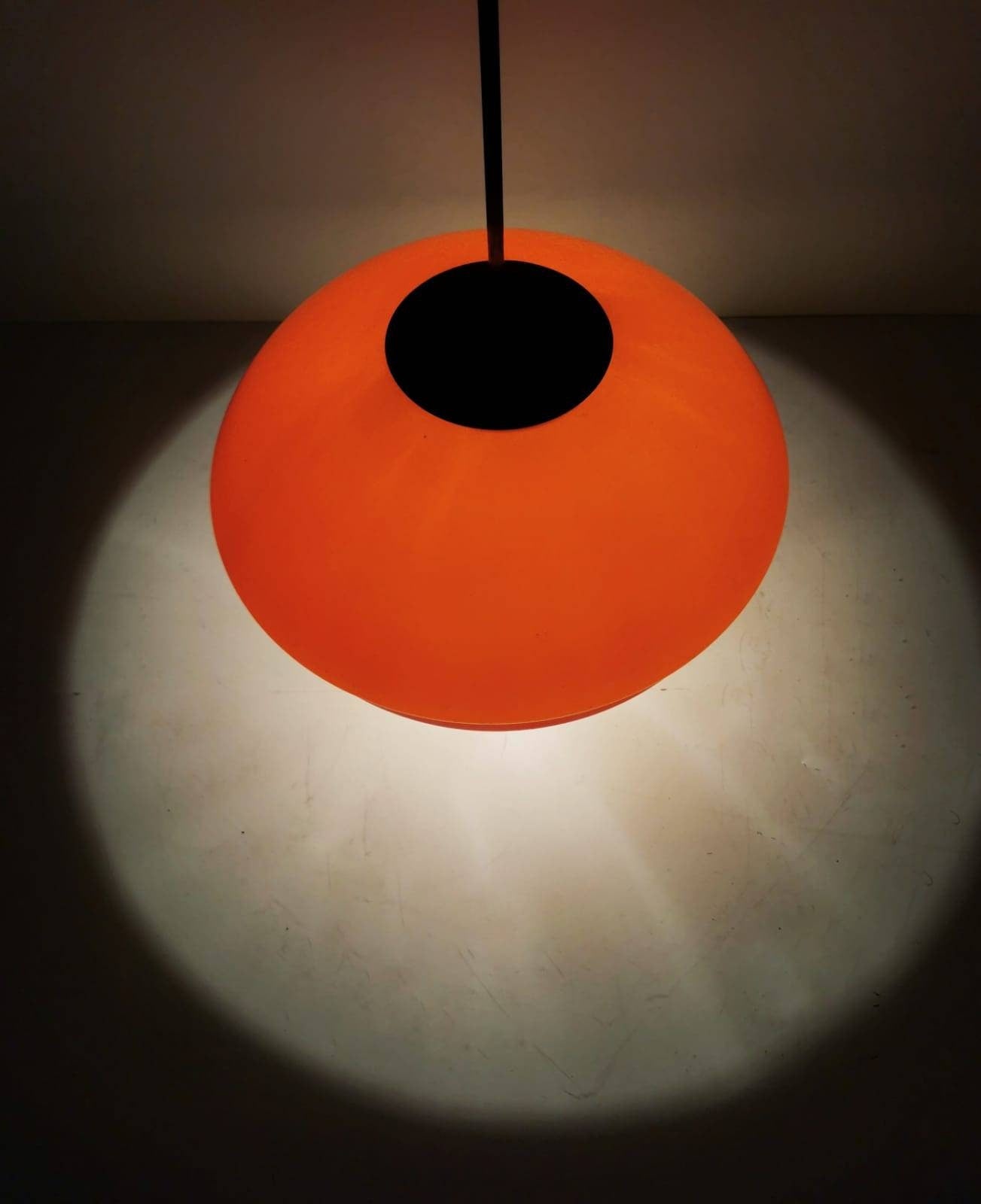 Harvey space age guzzini for meblo orange hanging lamp, 1960s