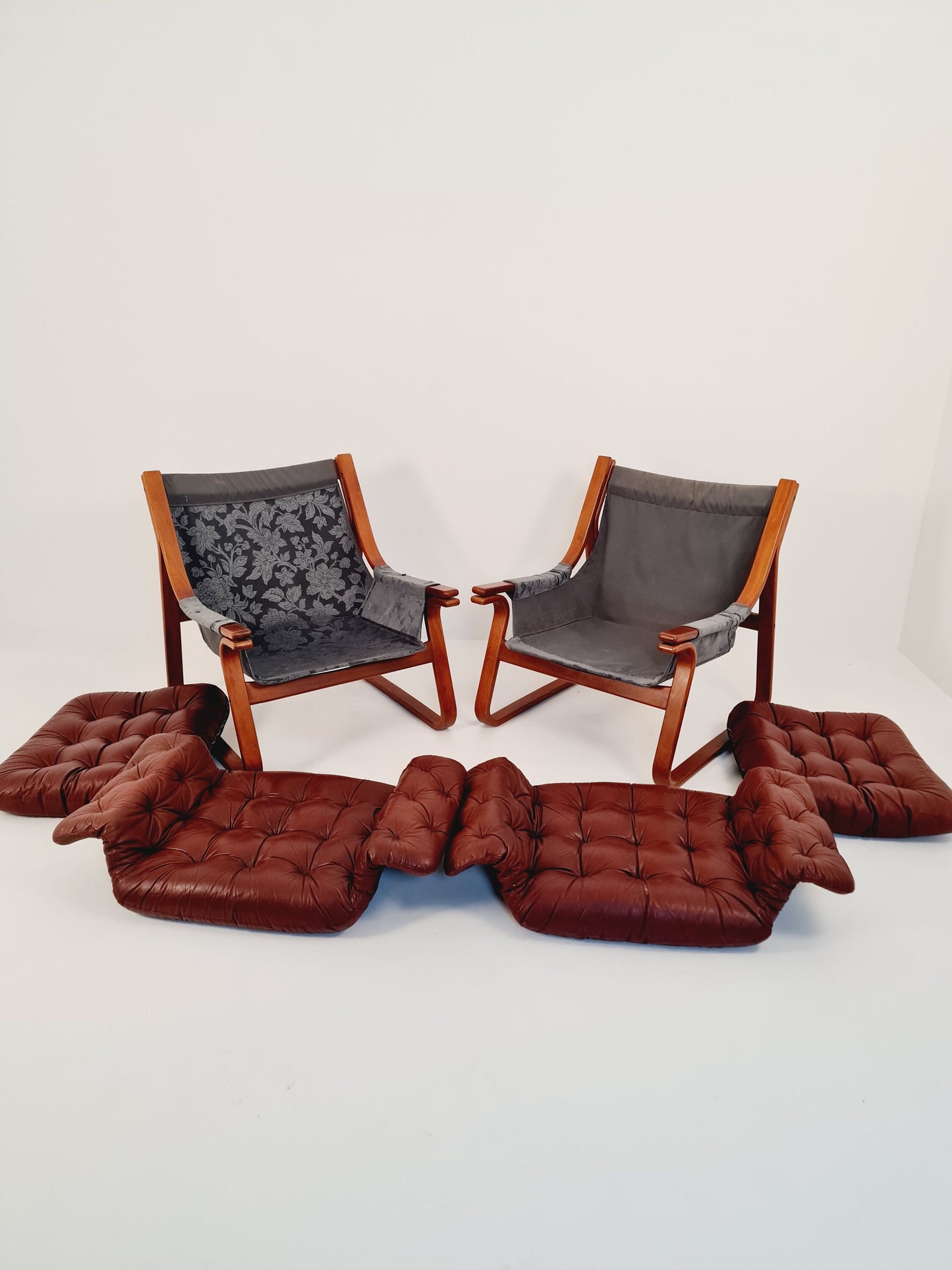 Leather Scandinavian Swedish easy chair, arm chair 1970’s, by Carl-Henrik Spark for Ulferts Sweden, set of 2
