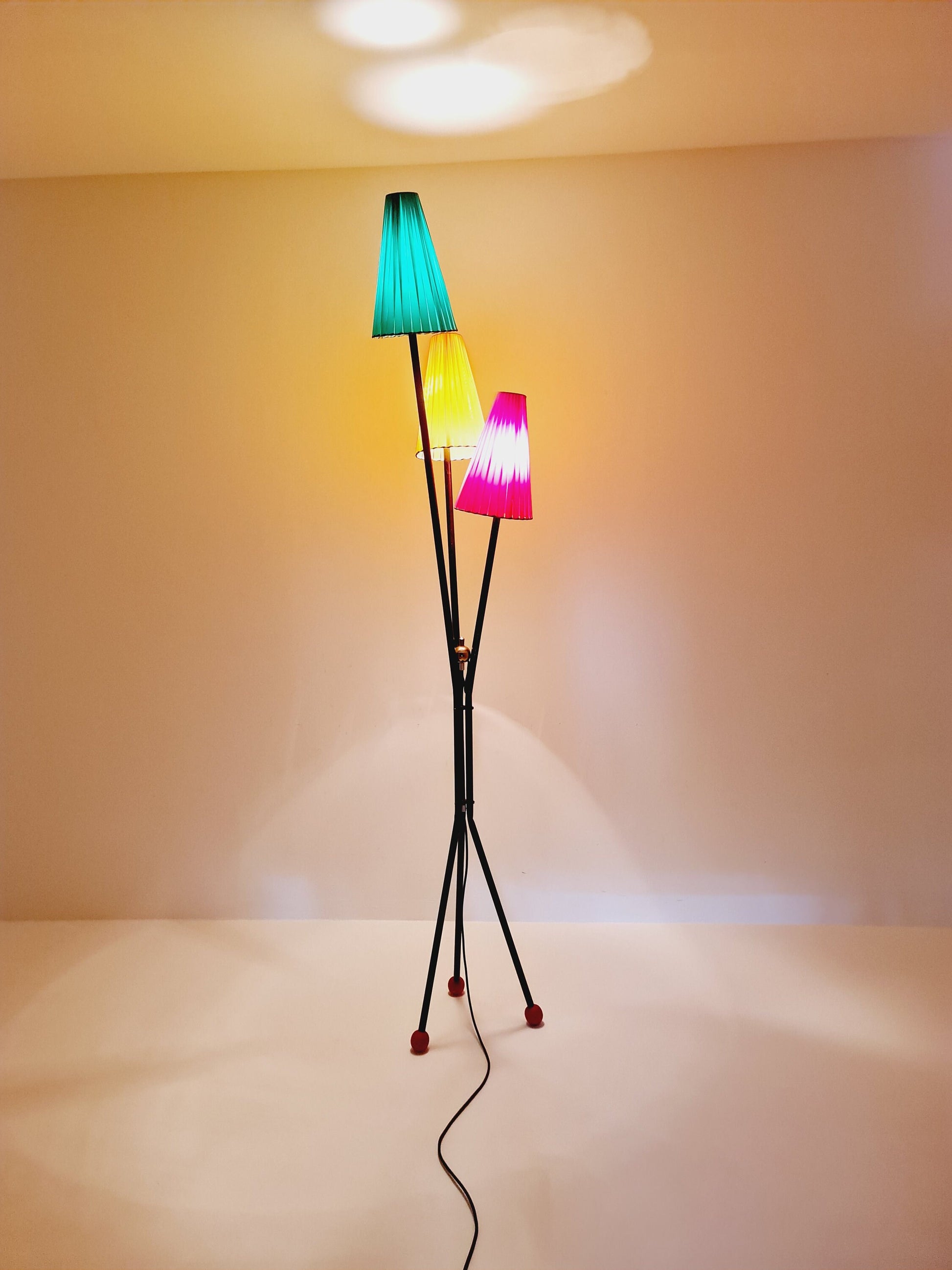 Tripod swedish vintage floor lamp in metal by Dahlquist & Johansson, 1950s