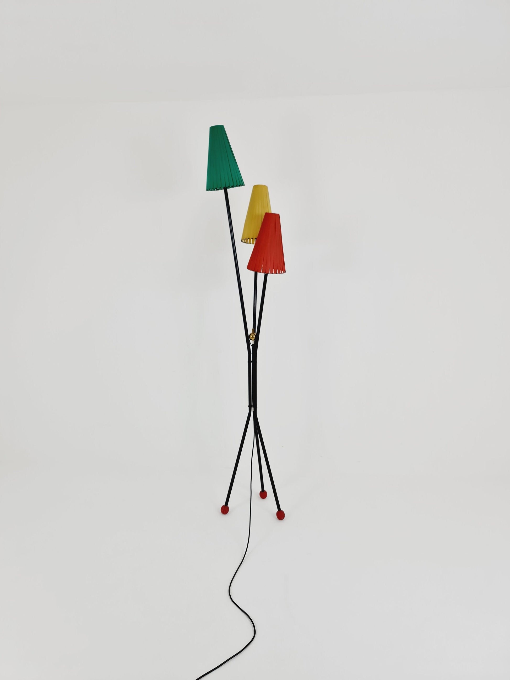 Tripod swedish vintage floor lamp in metal by Dahlquist & Johansson, 1950s