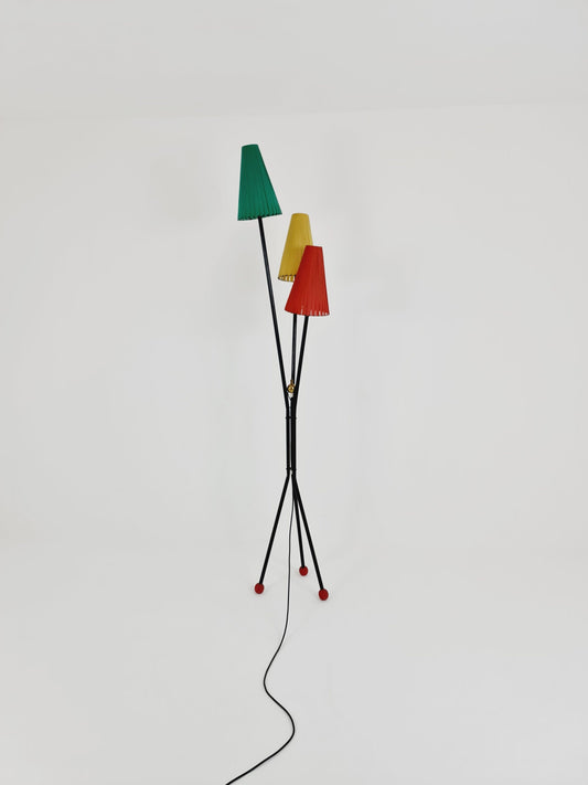 Tripod swedish vintage floor lamp in metal by Dahlquist & Johansson, 1950s