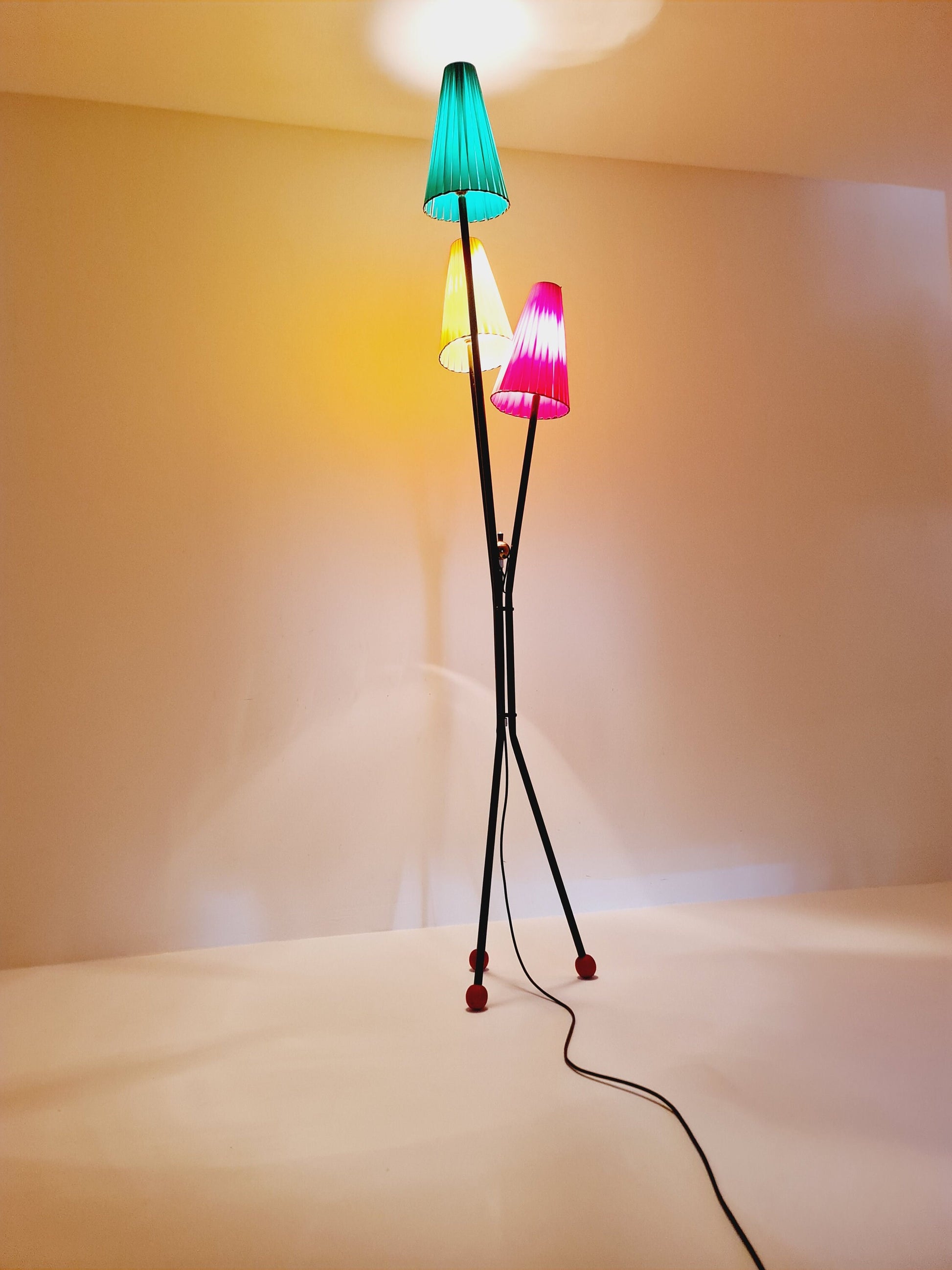 Tripod swedish vintage floor lamp in metal by Dahlquist & Johansson, 1950s