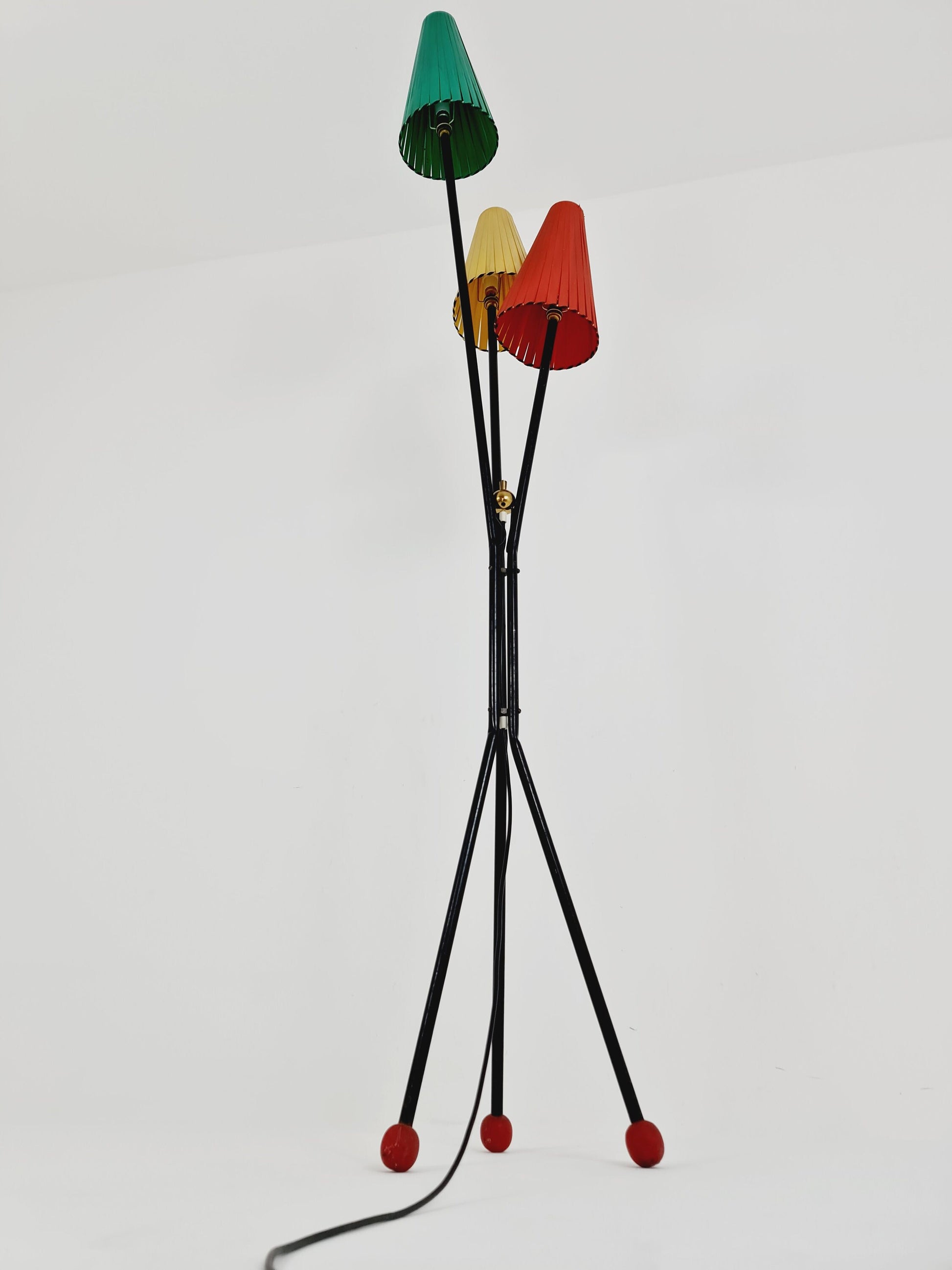 Tripod swedish vintage floor lamp in metal by Dahlquist & Johansson, 1950s