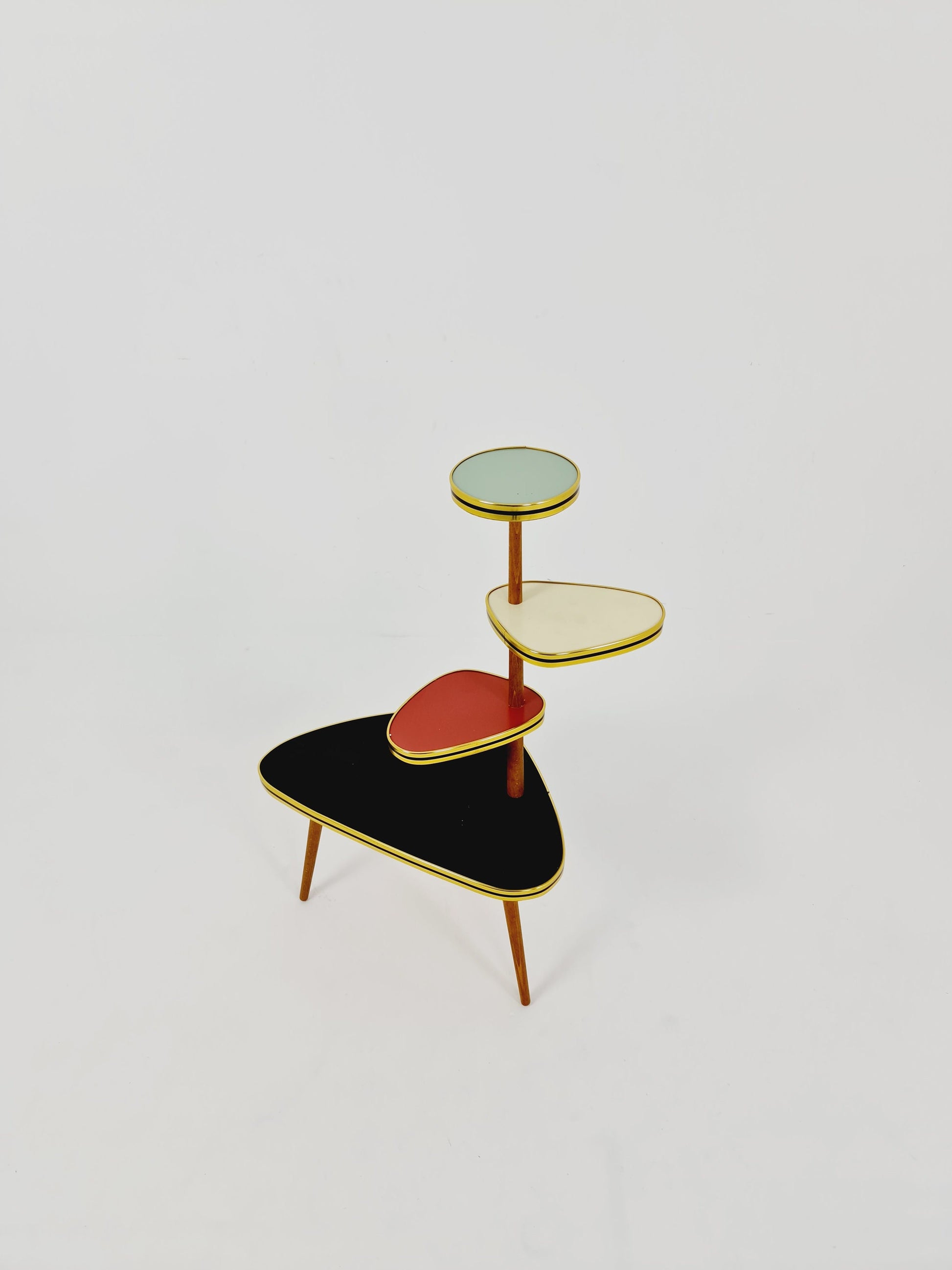 1950s German Plant Stand, Colorful Vintage Mid-Century Minimalist Indoor Plant Stand Side Table Retro flower table