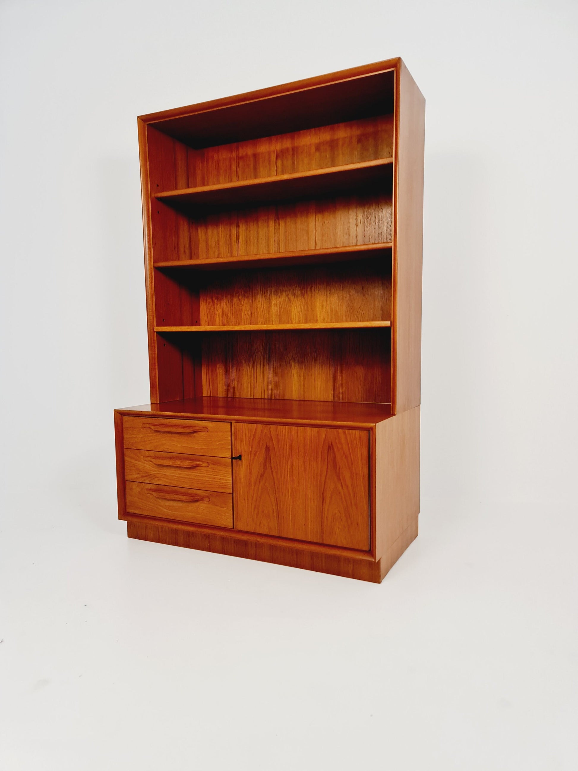 Scandinavian bookshelf with chest of cabinet teak veneer from the 60s by Strobeck Danish design