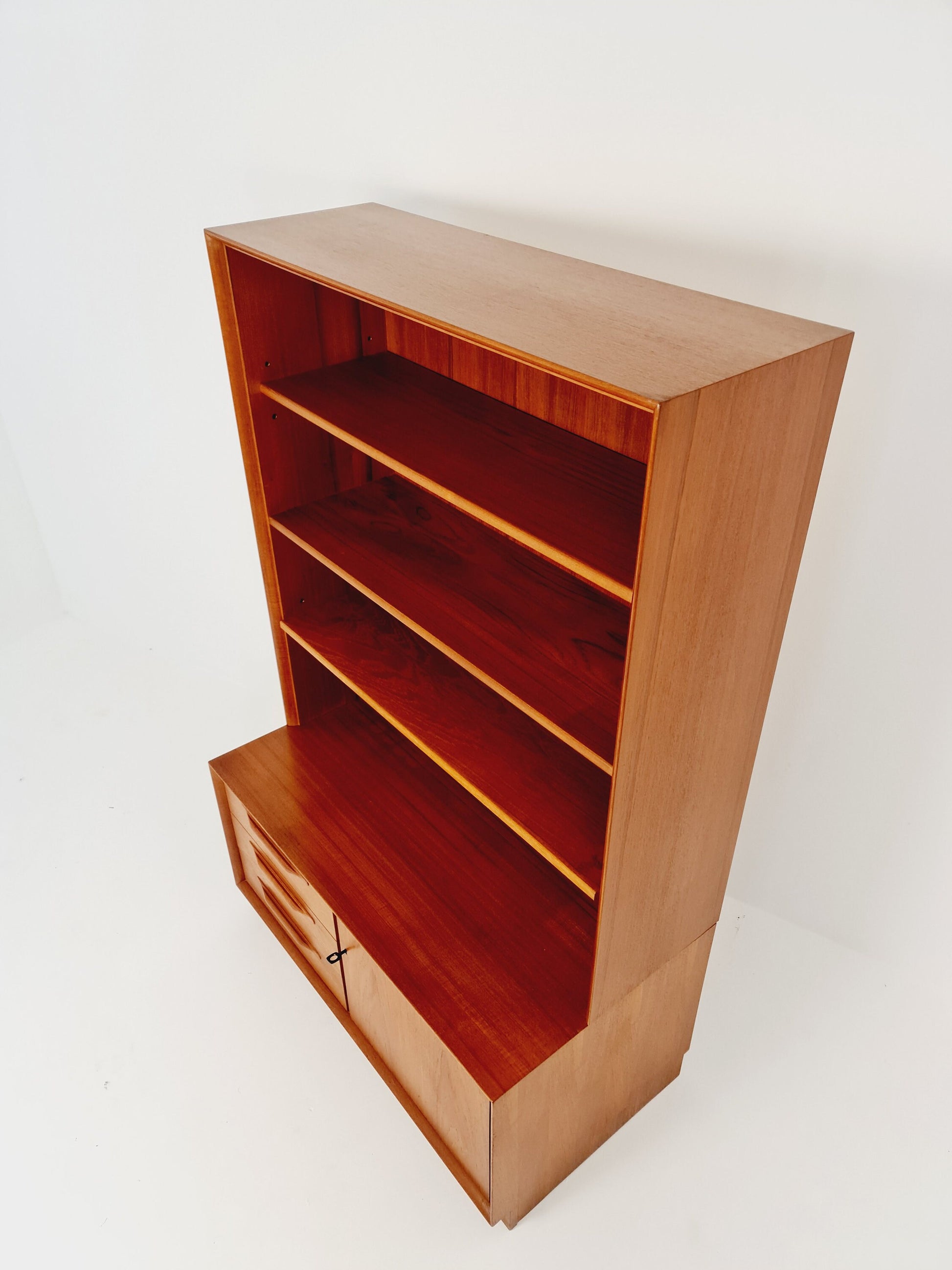 Scandinavian bookshelf with chest of cabinet teak veneer from the 60s by Strobeck Danish design