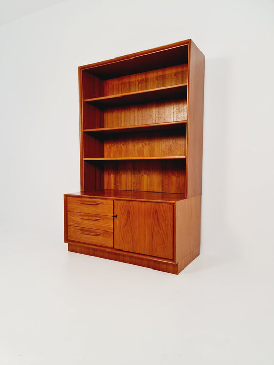 Scandinavian bookshelf with chest of cabinet teak veneer from the 60s by Strobeck Danish design
