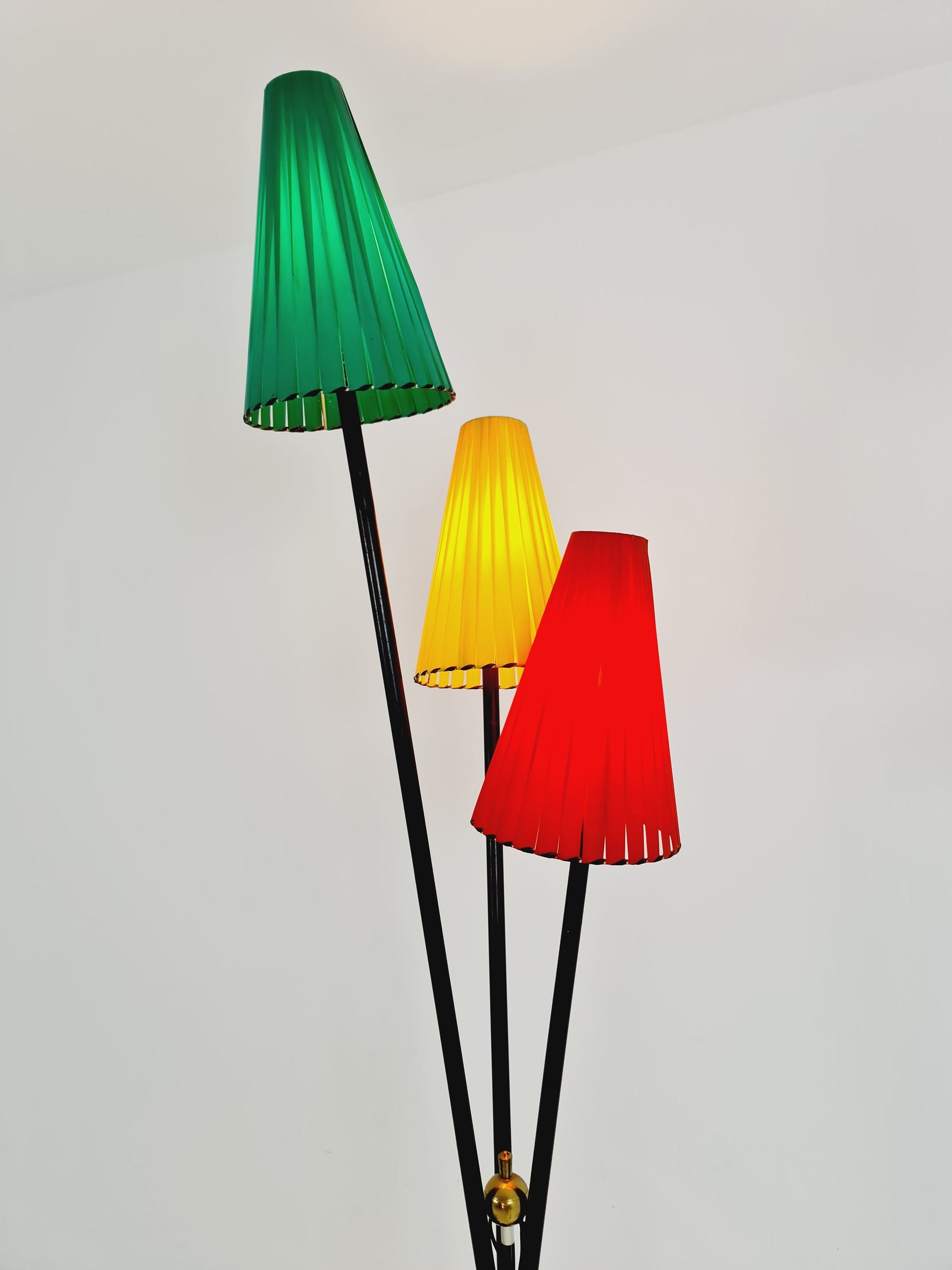 Tripod swedish vintage floor lamp in metal by Dahlquist & Johansson, 1950s