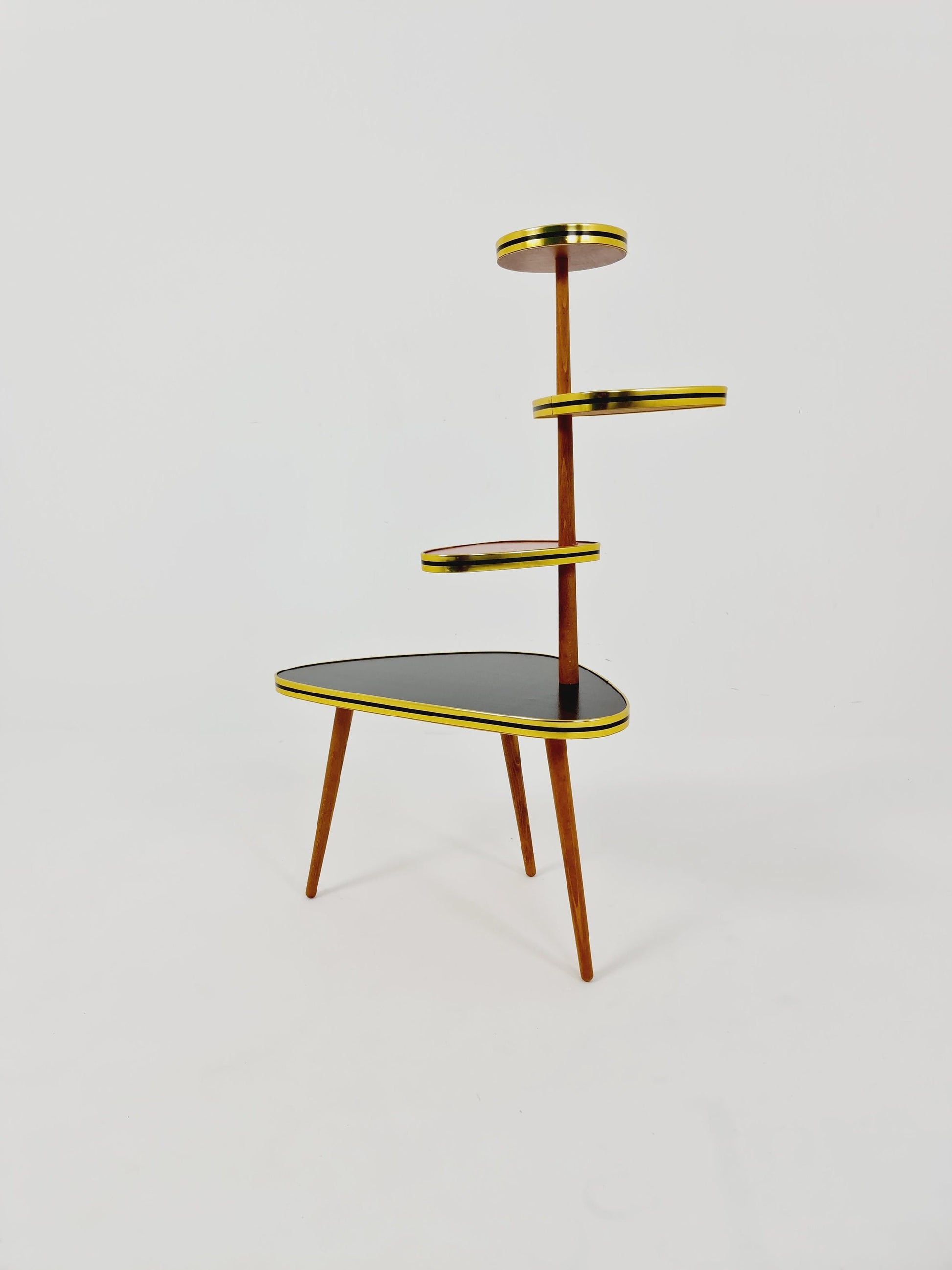 1950s German Plant Stand, Colorful Vintage Mid-Century Minimalist Indoor Plant Stand Side Table Retro flower table