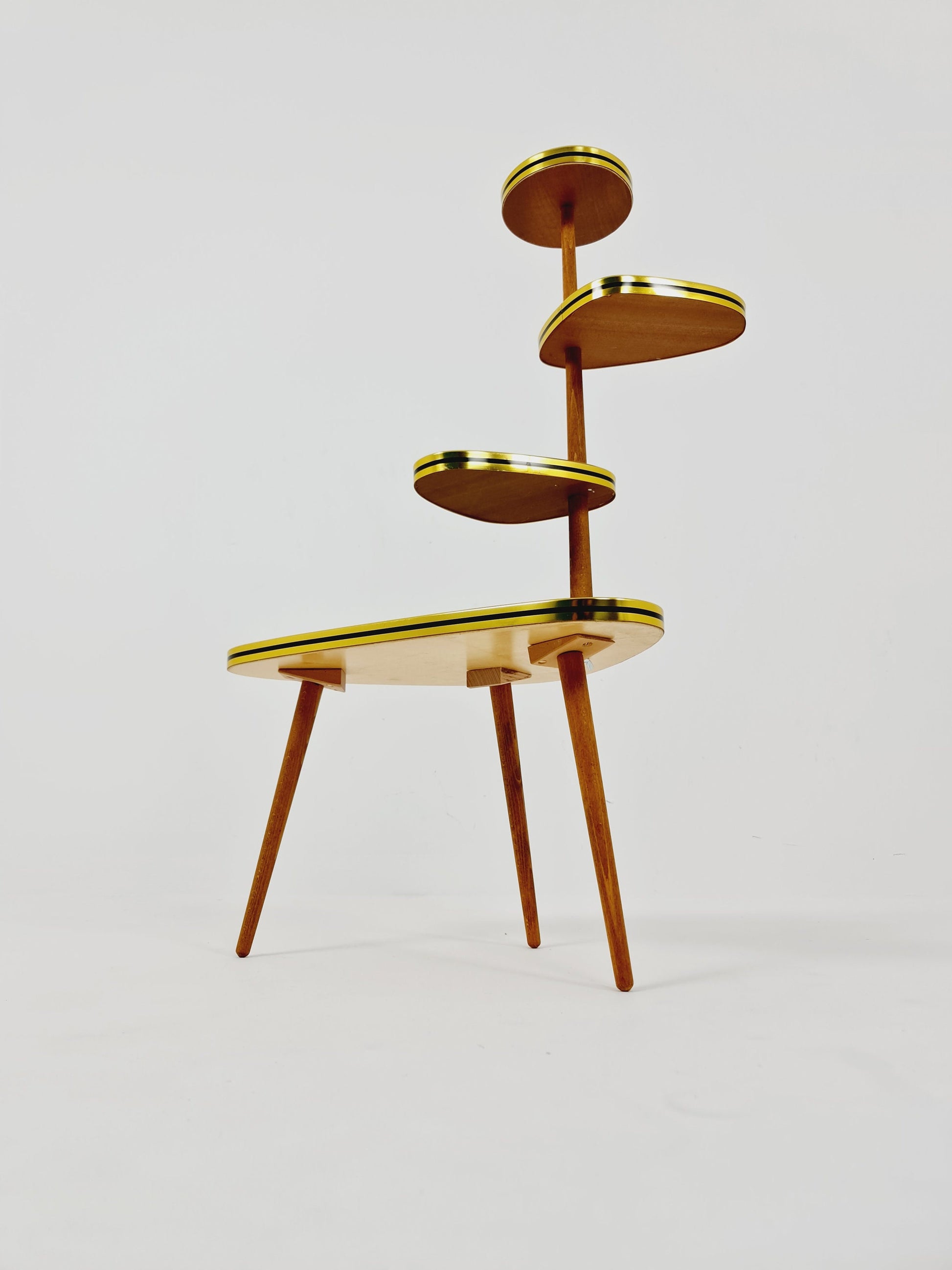 1950s German Plant Stand, Colorful Vintage Mid-Century Minimalist Indoor Plant Stand Side Table Retro flower table
