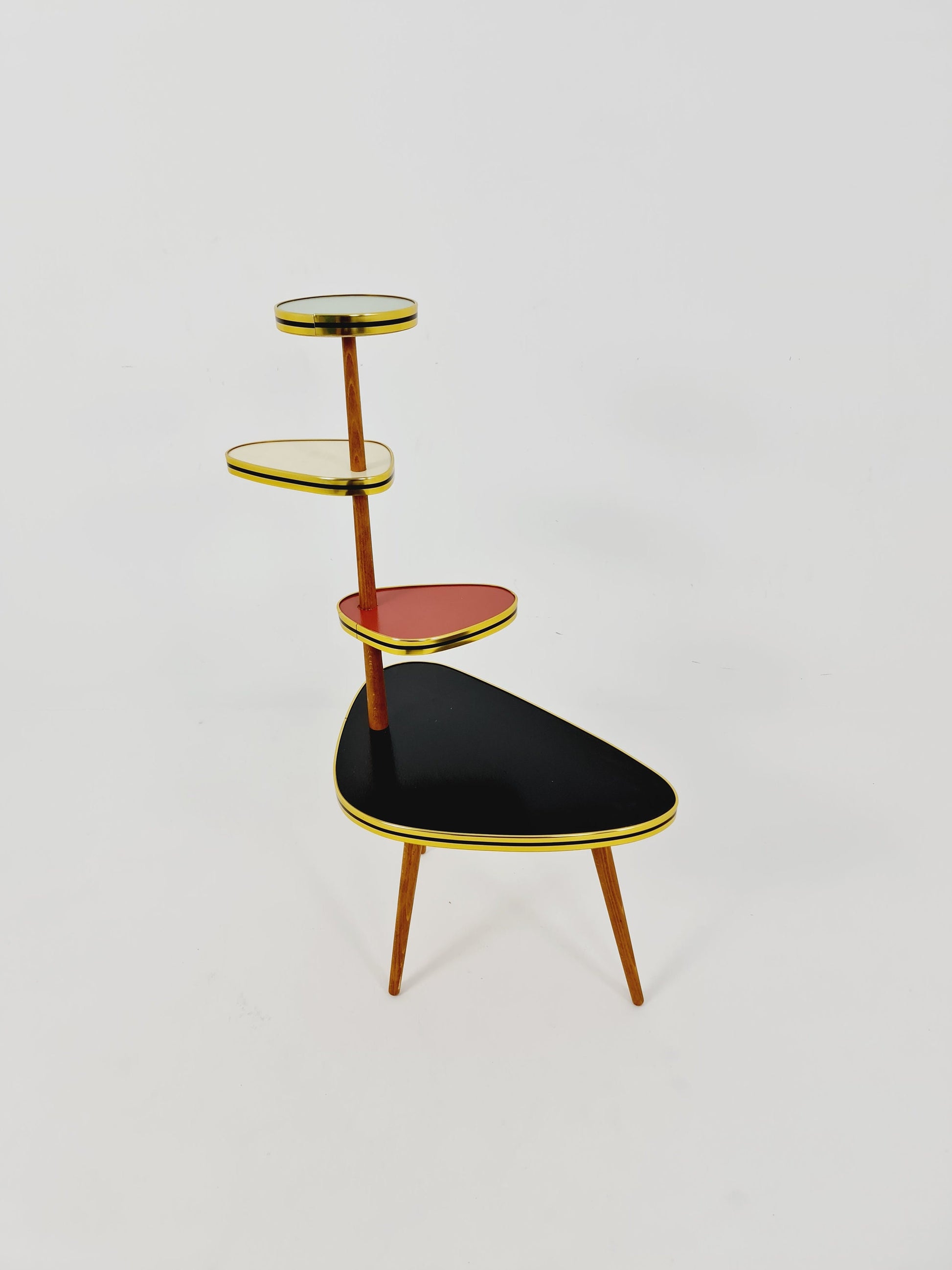 1950s German Plant Stand, Colorful Vintage Mid-Century Minimalist Indoor Plant Stand Side Table Retro flower table