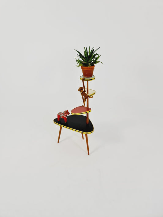 1950s German Plant Stand, Colorful Vintage Mid-Century Minimalist Indoor Plant Stand Side Table Retro flower table