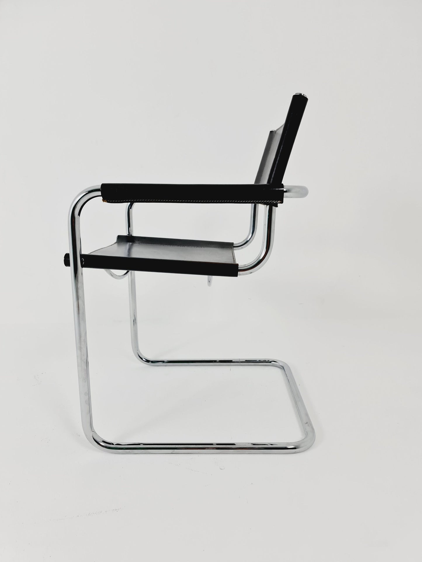 1 of 2 Black Model MG5 Centro Studi Desk Chair by Mart Stam & Marcel Breuer for Fasem Italy 1980s