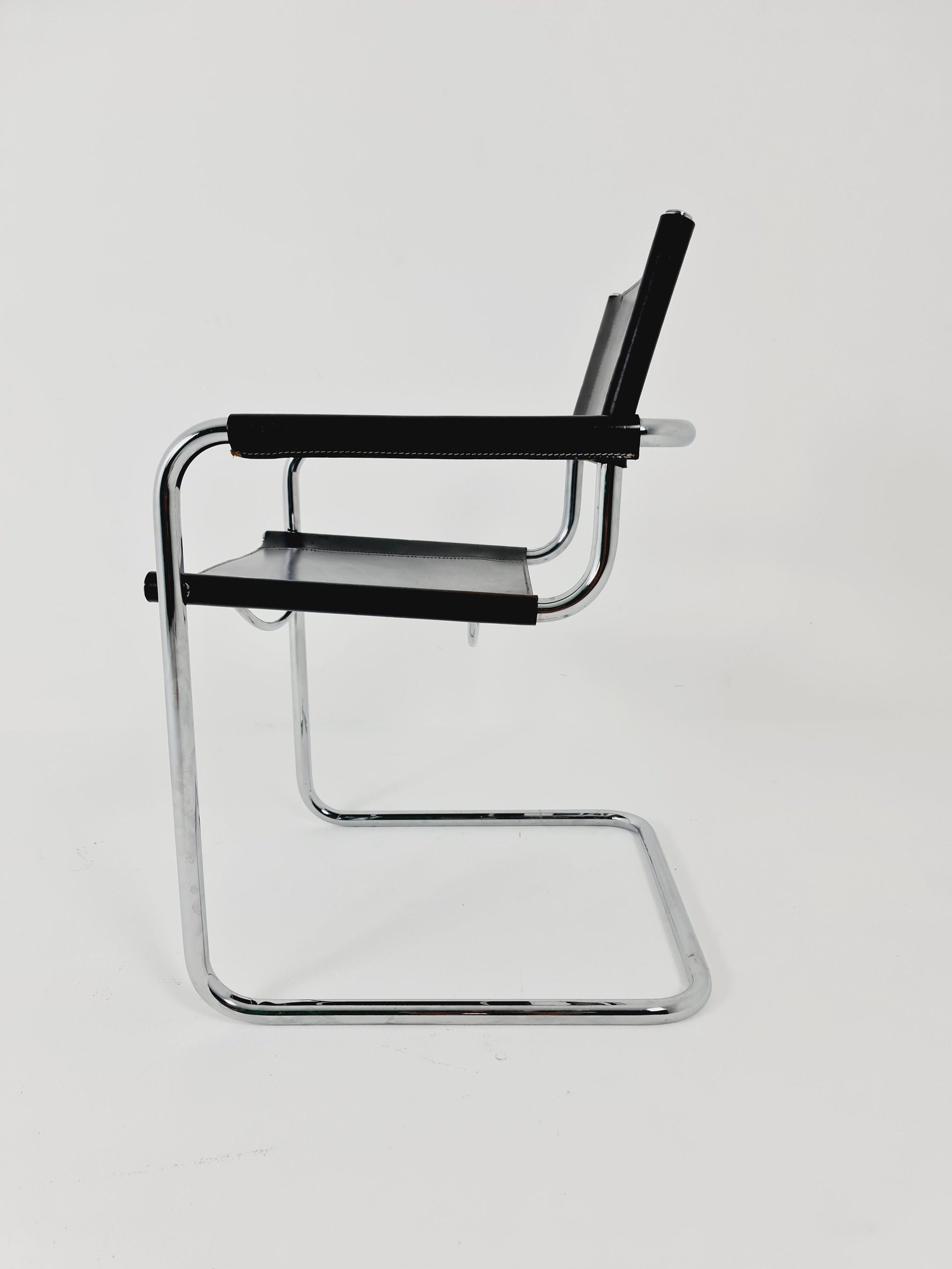 1 of 2 Black Model MG5 Centro Studi Desk Chair by Mart Stam & Marcel Breuer for Fasem Italy 1980s