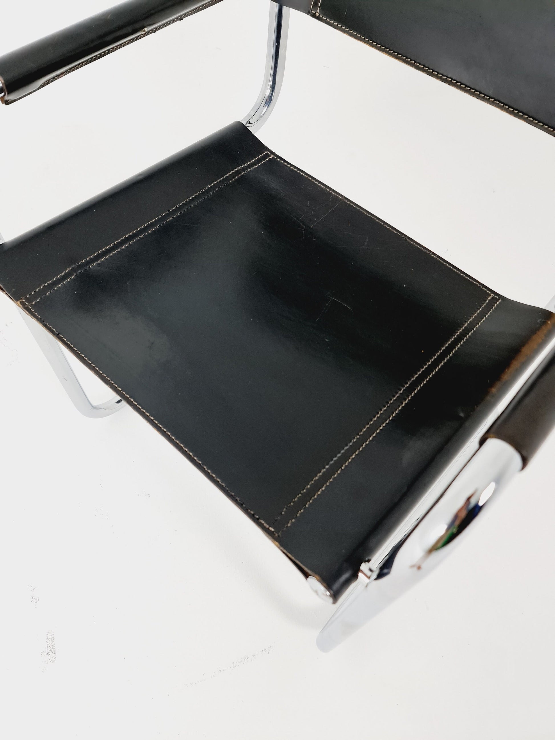 1 of 2 Black Model MG5 Centro Studi Desk Chair by Mart Stam & Marcel Breuer for Fasem Italy 1980s