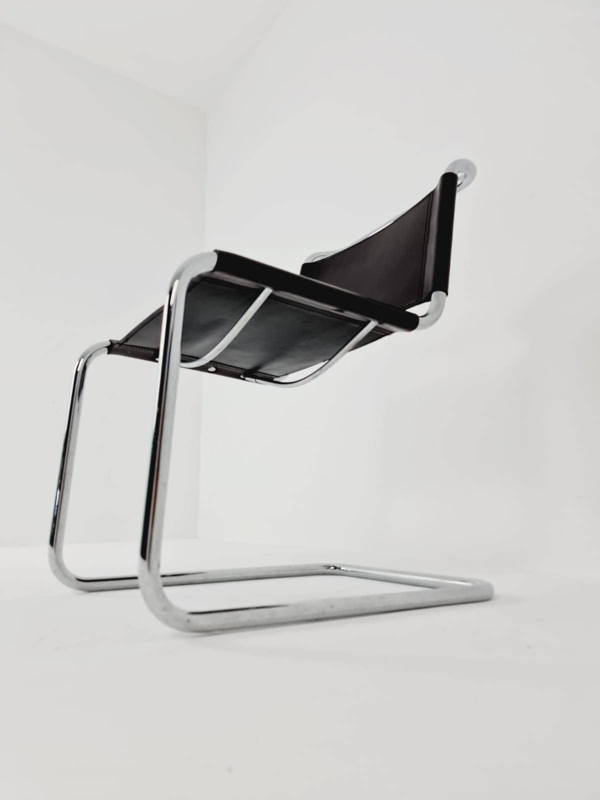 1 of 2 Mid-Century brown Vintage S33 dark brown chair from Mart Stam by Fasem Italy 1980er