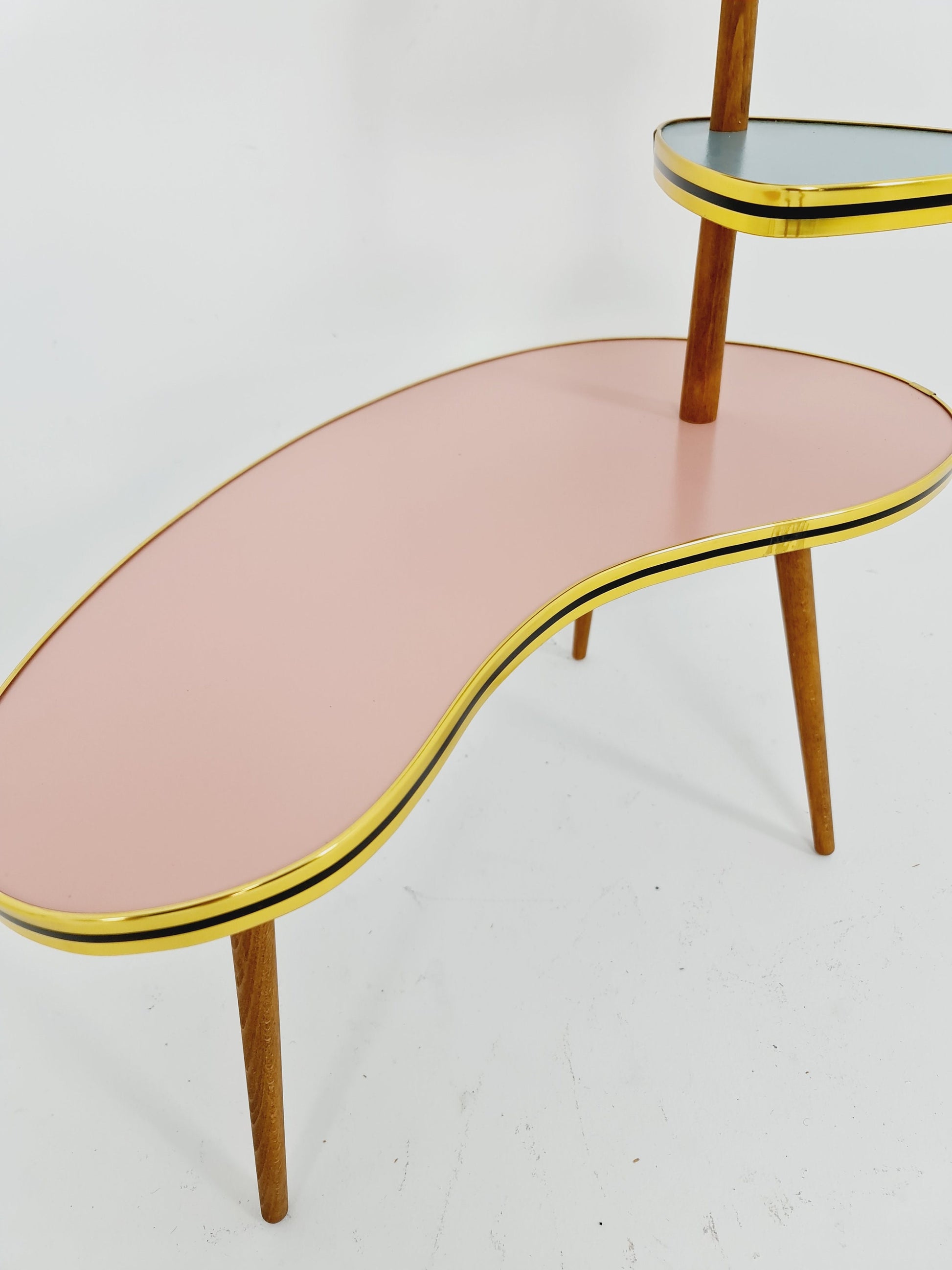 1950s German Plant Stand, Colorful Vintage Mid-Century Minimalist Indoor Plant Stand Side Table Retro flower table