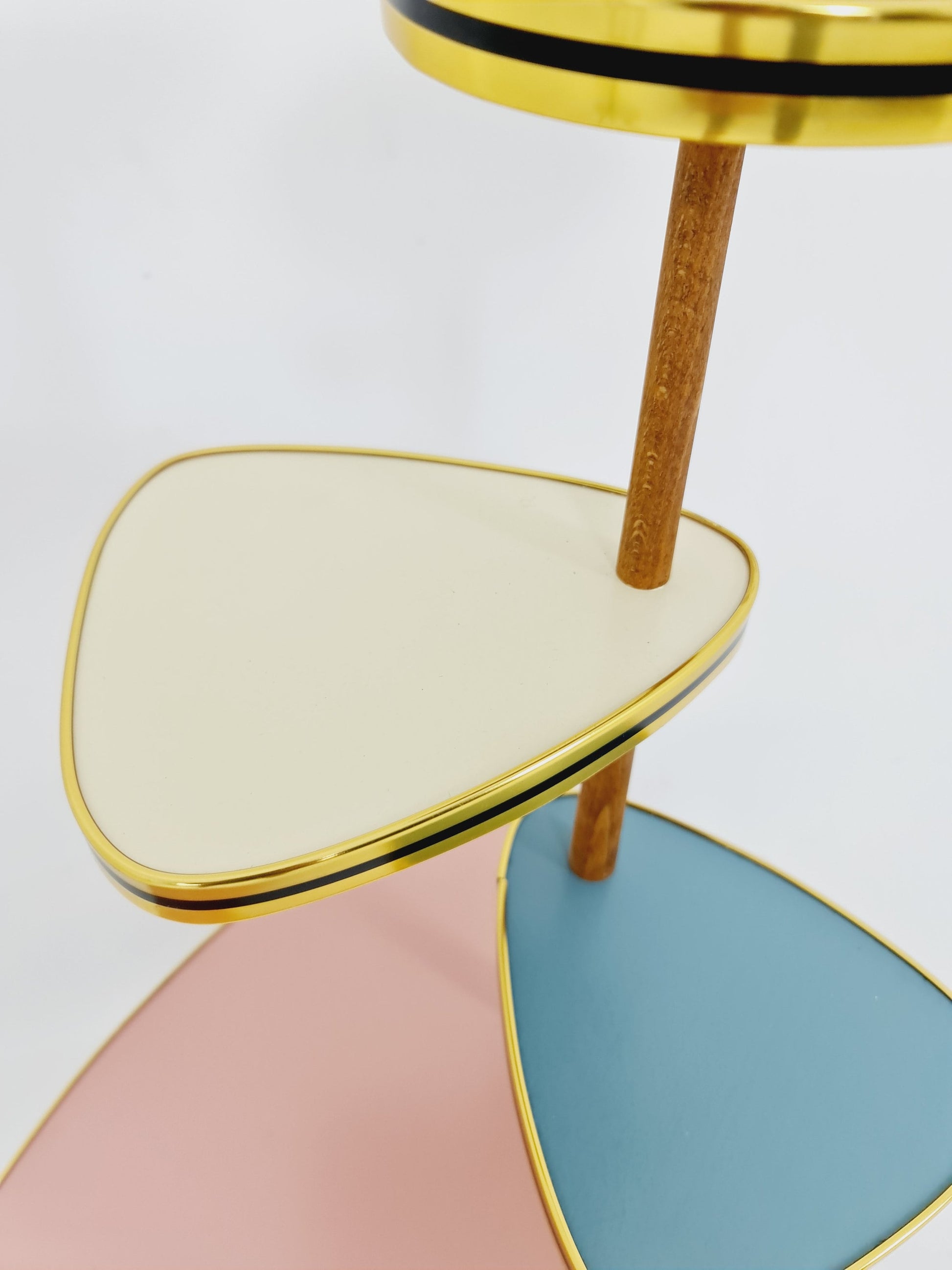 1950s German Plant Stand, Colorful Vintage Mid-Century Minimalist Indoor Plant Stand Side Table Retro flower table