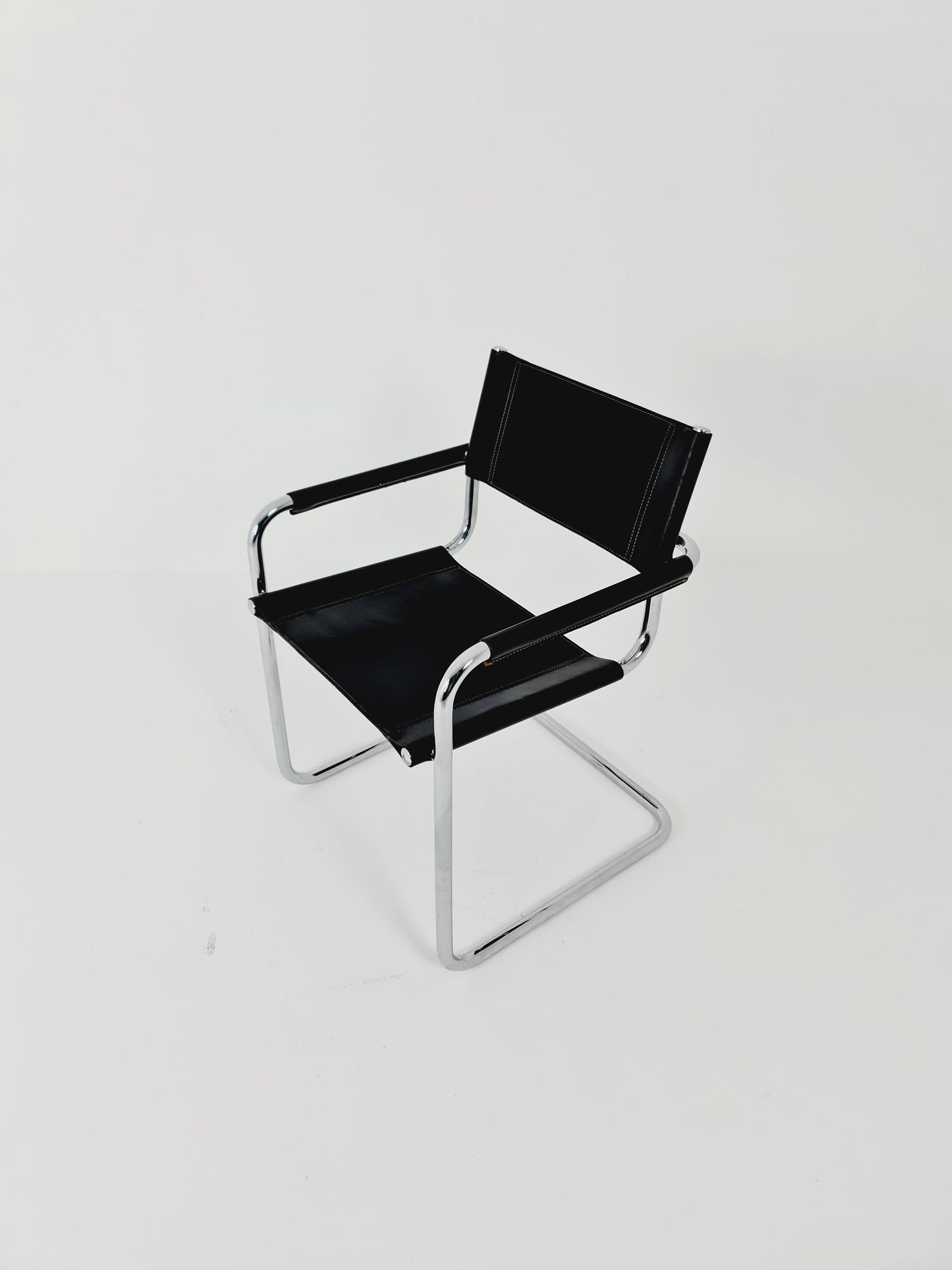 1 of 2 Black Model MG5 Centro Studi Desk Chair by Mart Stam & Marcel Breuer for Fasem Italy 1980s