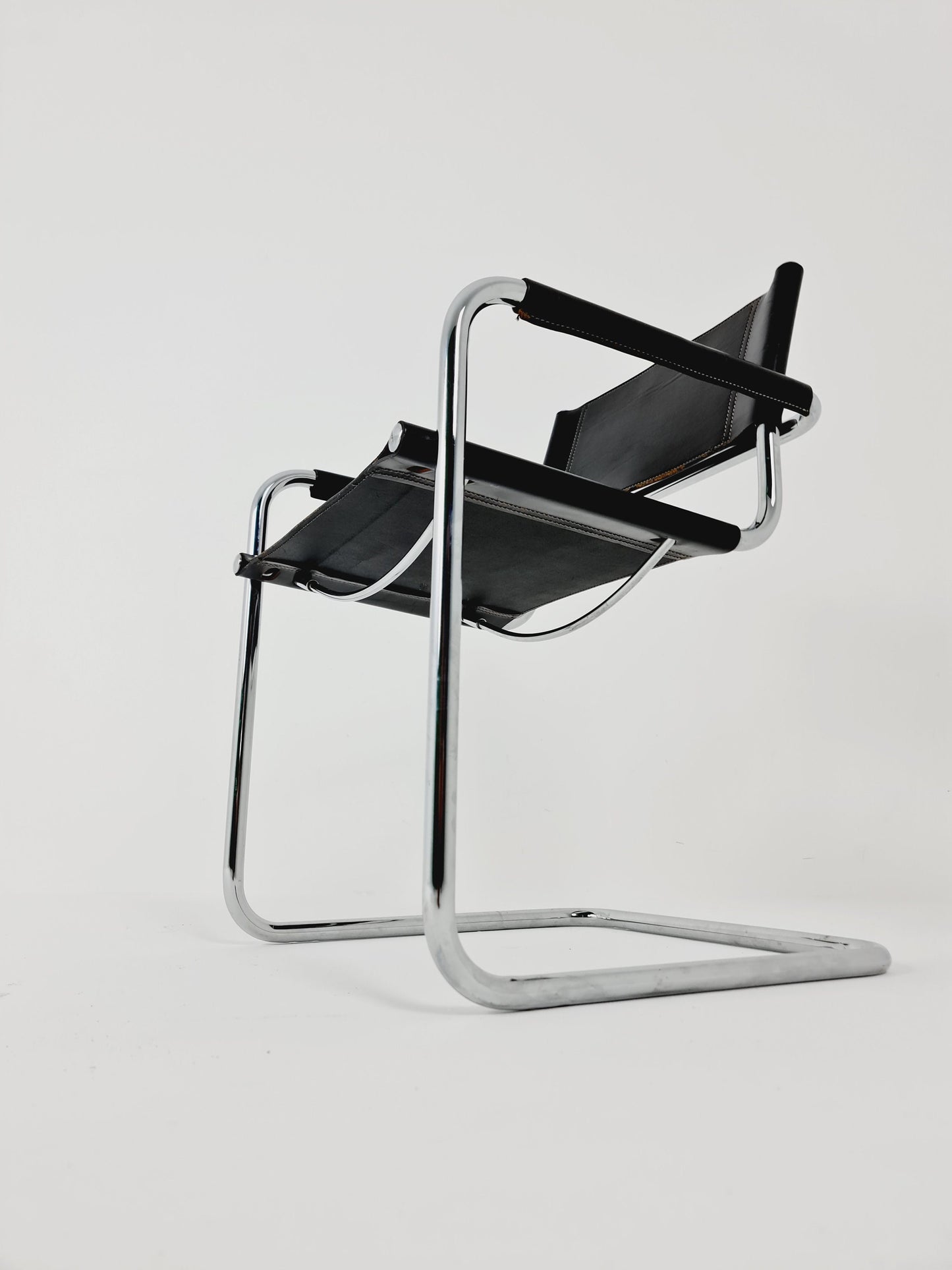 1 of 2 Black Model MG5 Centro Studi Desk Chair by Mart Stam & Marcel Breuer for Fasem Italy 1980s