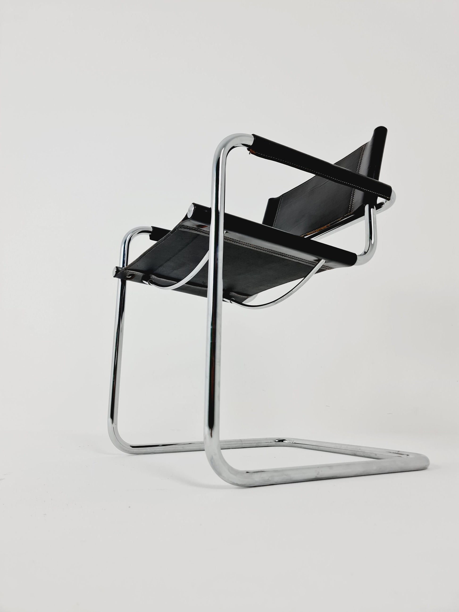 1 of 2 Black Model MG5 Centro Studi Desk Chair by Mart Stam & Marcel Breuer for Fasem Italy 1980s