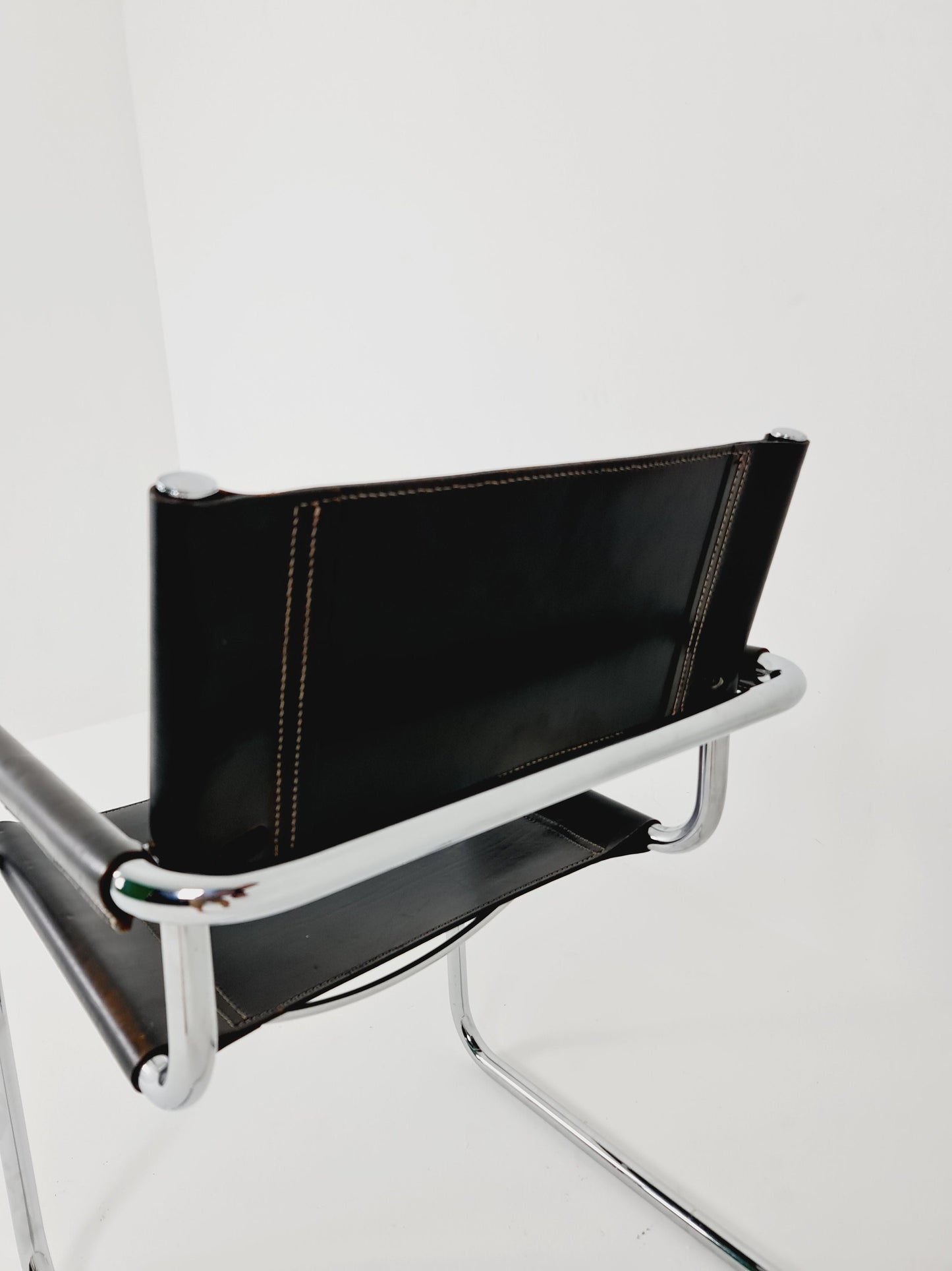 1 of 2 Black Model MG5 Centro Studi Desk Chair by Mart Stam & Marcel Breuer for Fasem Italy 1980s