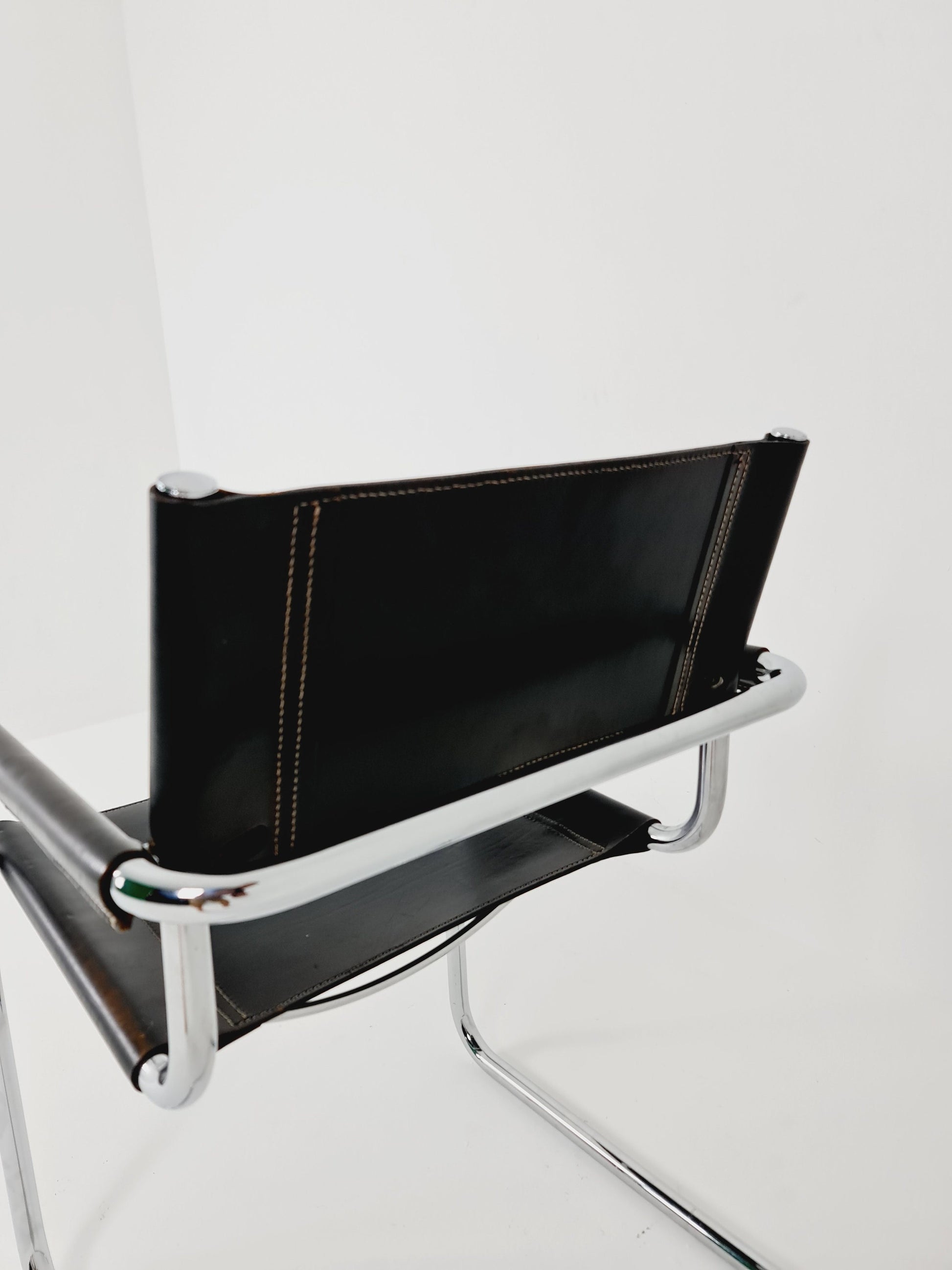 1 of 2 Black Model MG5 Centro Studi Desk Chair by Mart Stam & Marcel Breuer for Fasem Italy 1980s