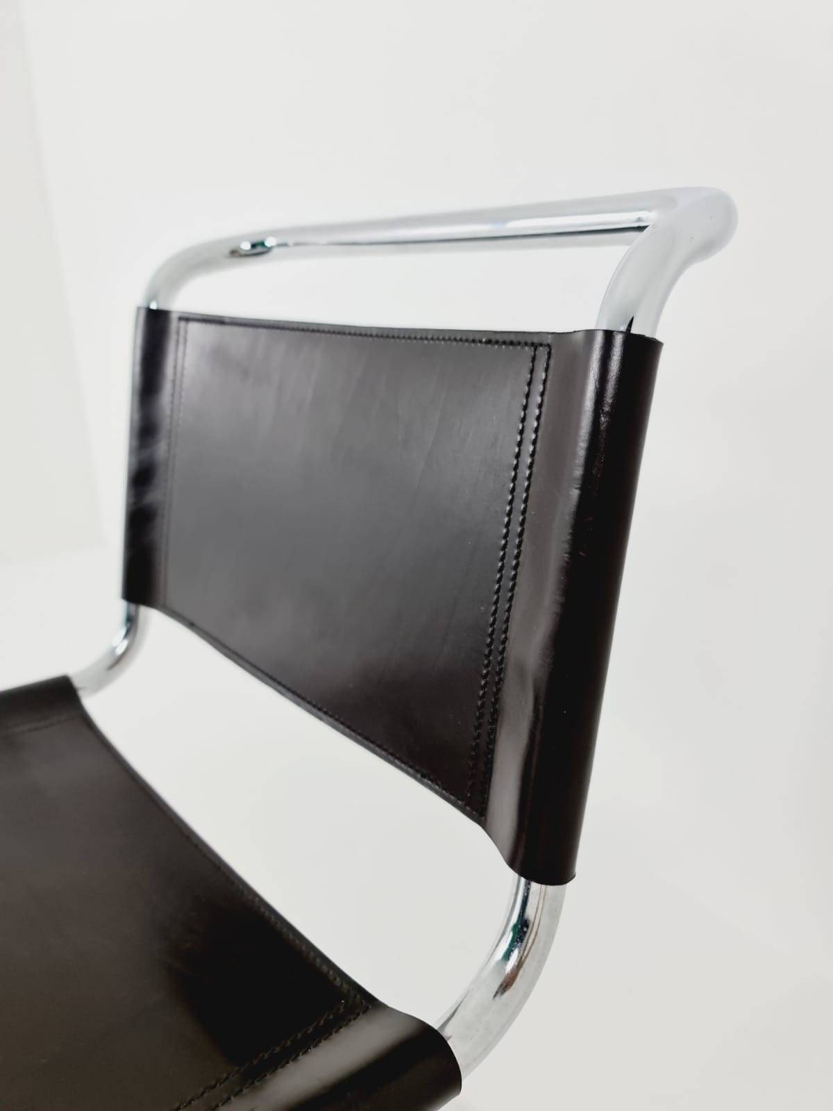 1 of 2 Mid-Century brown Vintage S33 dark brown chair from Mart Stam by Fasem Italy 1980er