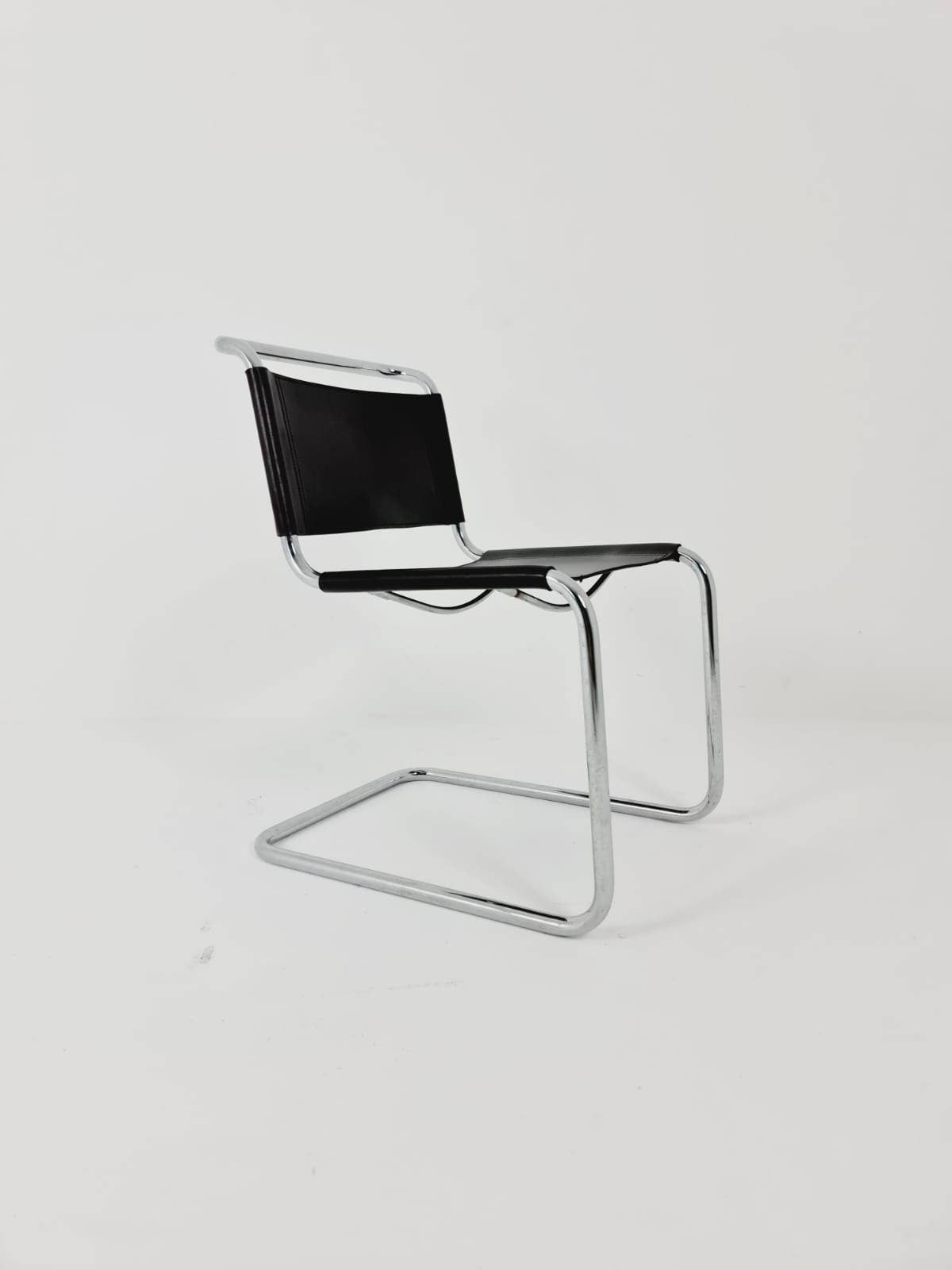 1 of 2 Mid-Century brown Vintage S33 dark brown chair from Mart Stam by Fasem Italy 1980er