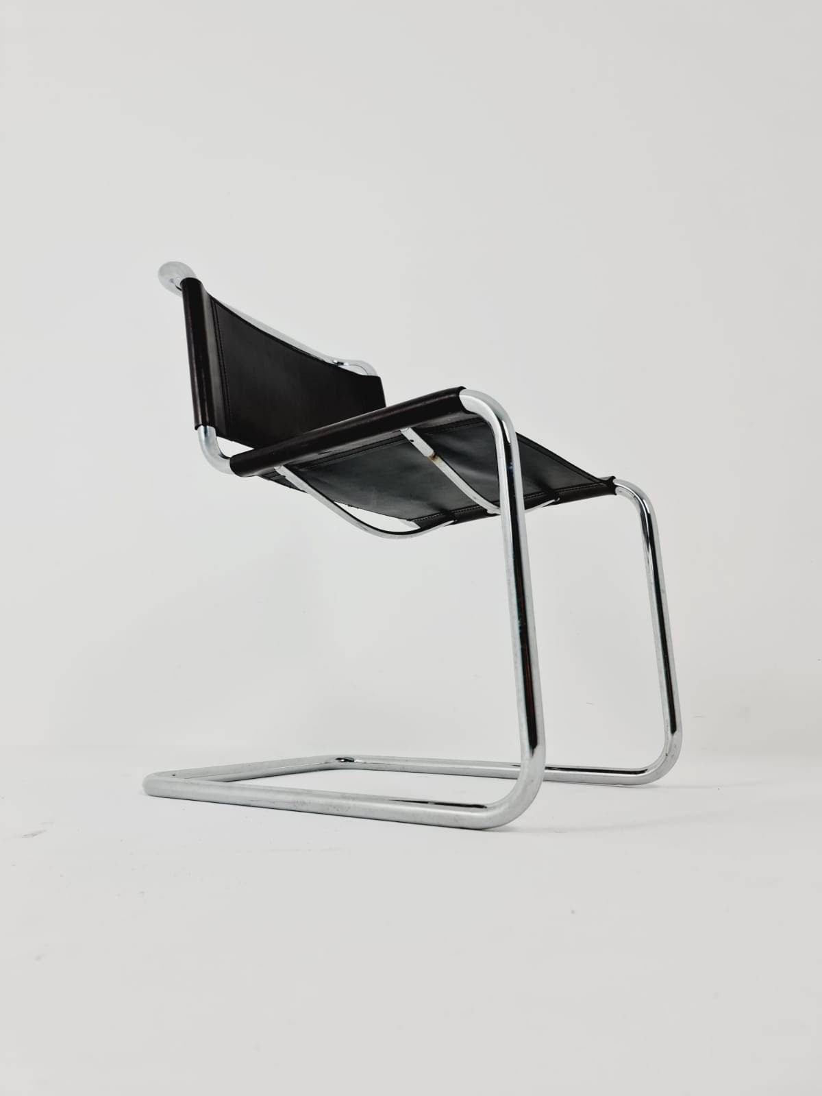 1 of 2 Mid-Century brown Vintage S33 dark brown chair from Mart Stam by Fasem Italy 1980er