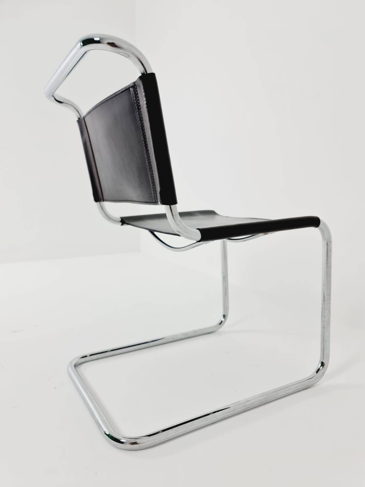 1 of 2 Mid-Century brown Vintage S33 dark brown chair from Mart Stam by Fasem Italy 1980er