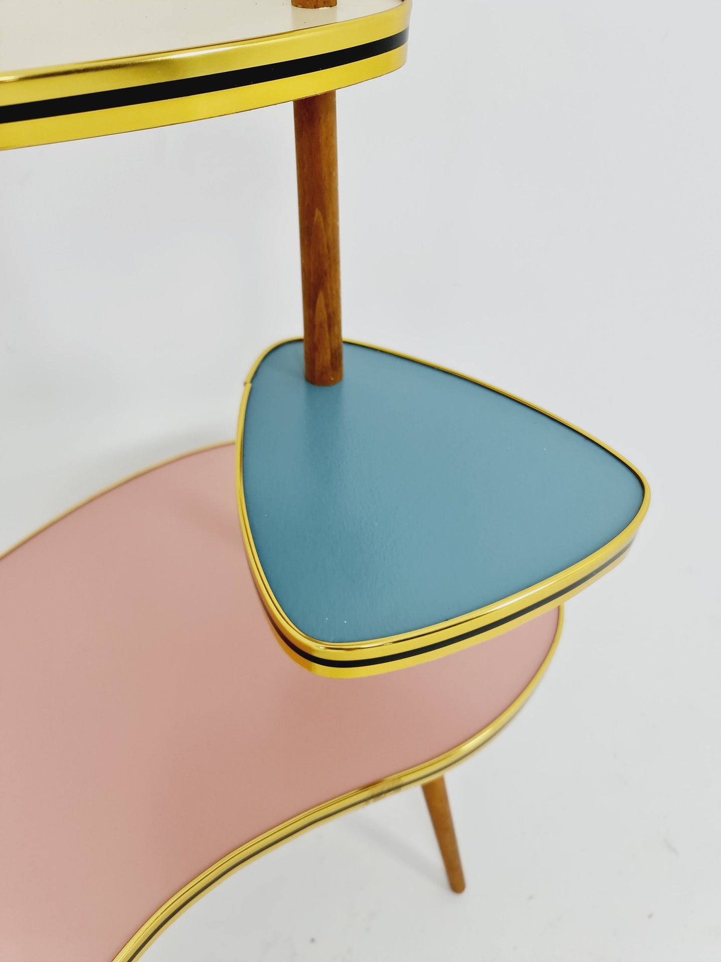 1950s German Plant Stand, Colorful Vintage Mid-Century Minimalist Indoor Plant Stand Side Table Retro flower table