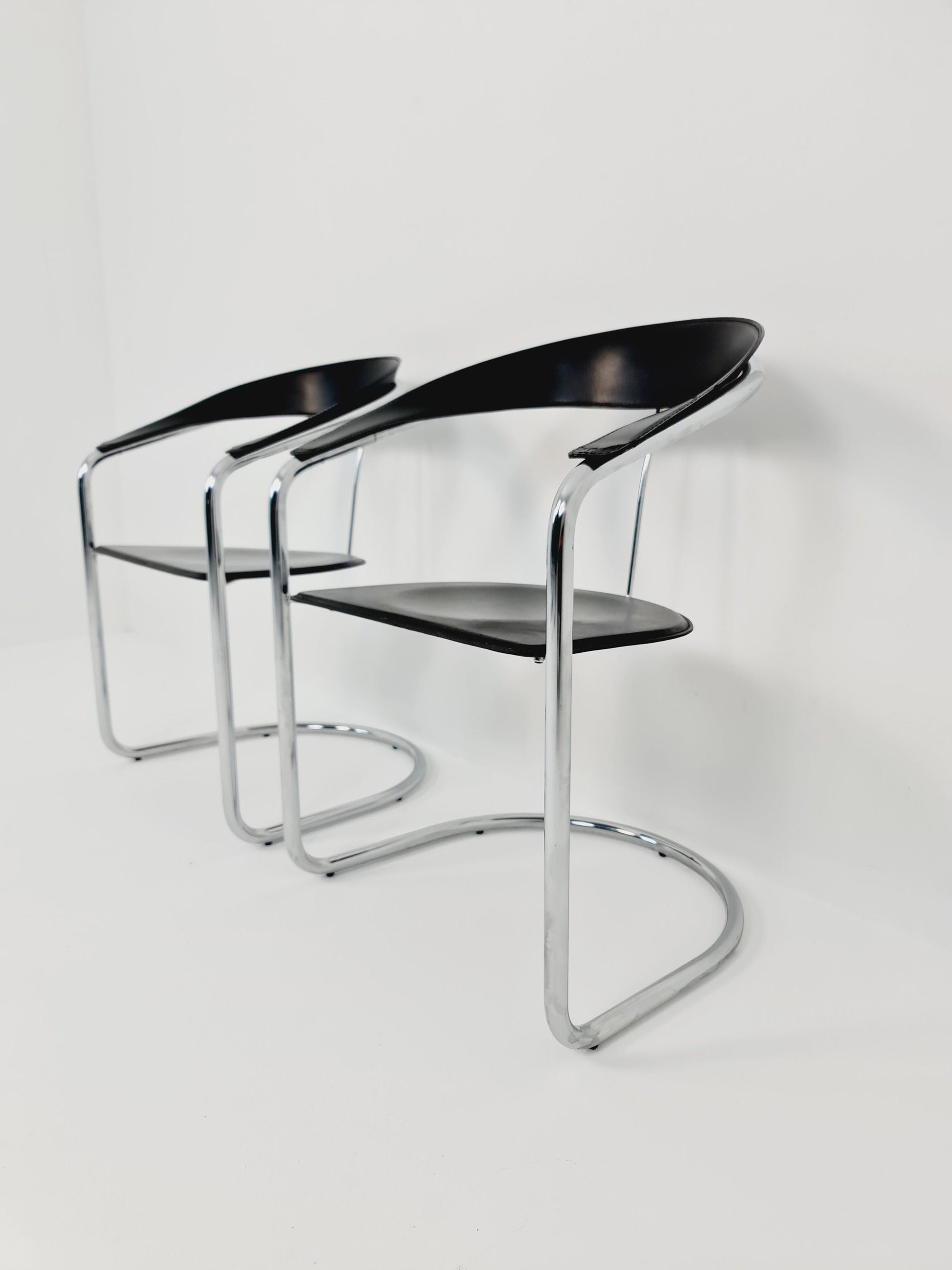 Space Age canasta leather arm chair by Arrben (ATTB), set of 2, 1970s