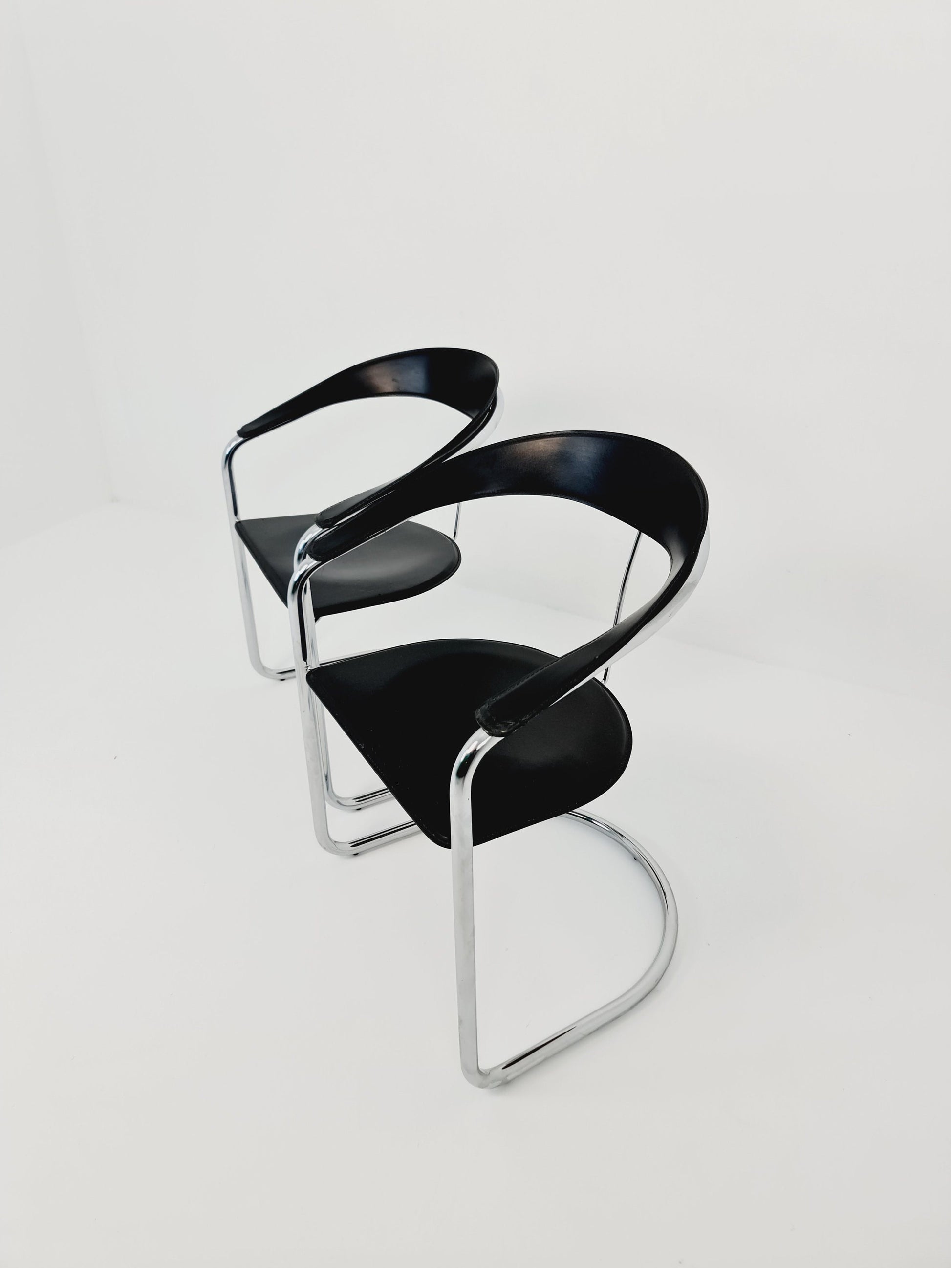 Space Age canasta leather arm chair by Arrben (ATTB), set of 2, 1970s