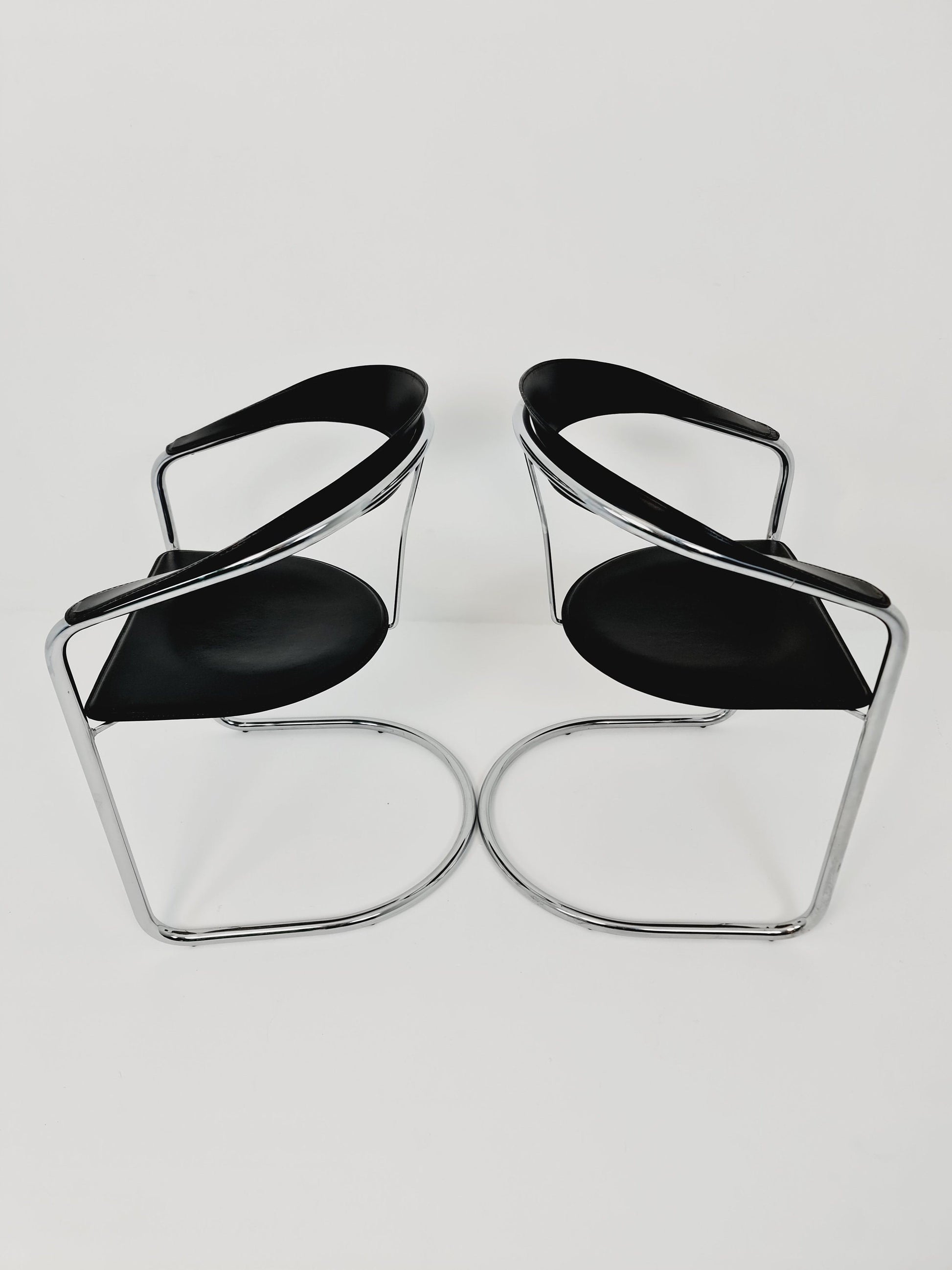 Space Age canasta leather arm chair by Arrben (ATTB), set of 2, 1970s