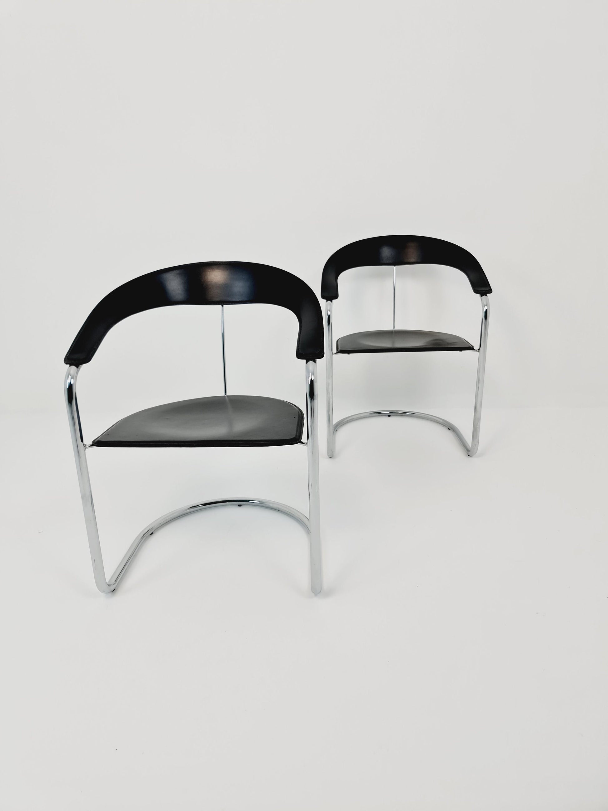Space Age canasta leather arm chair by Arrben (ATTB), set of 2, 1970s