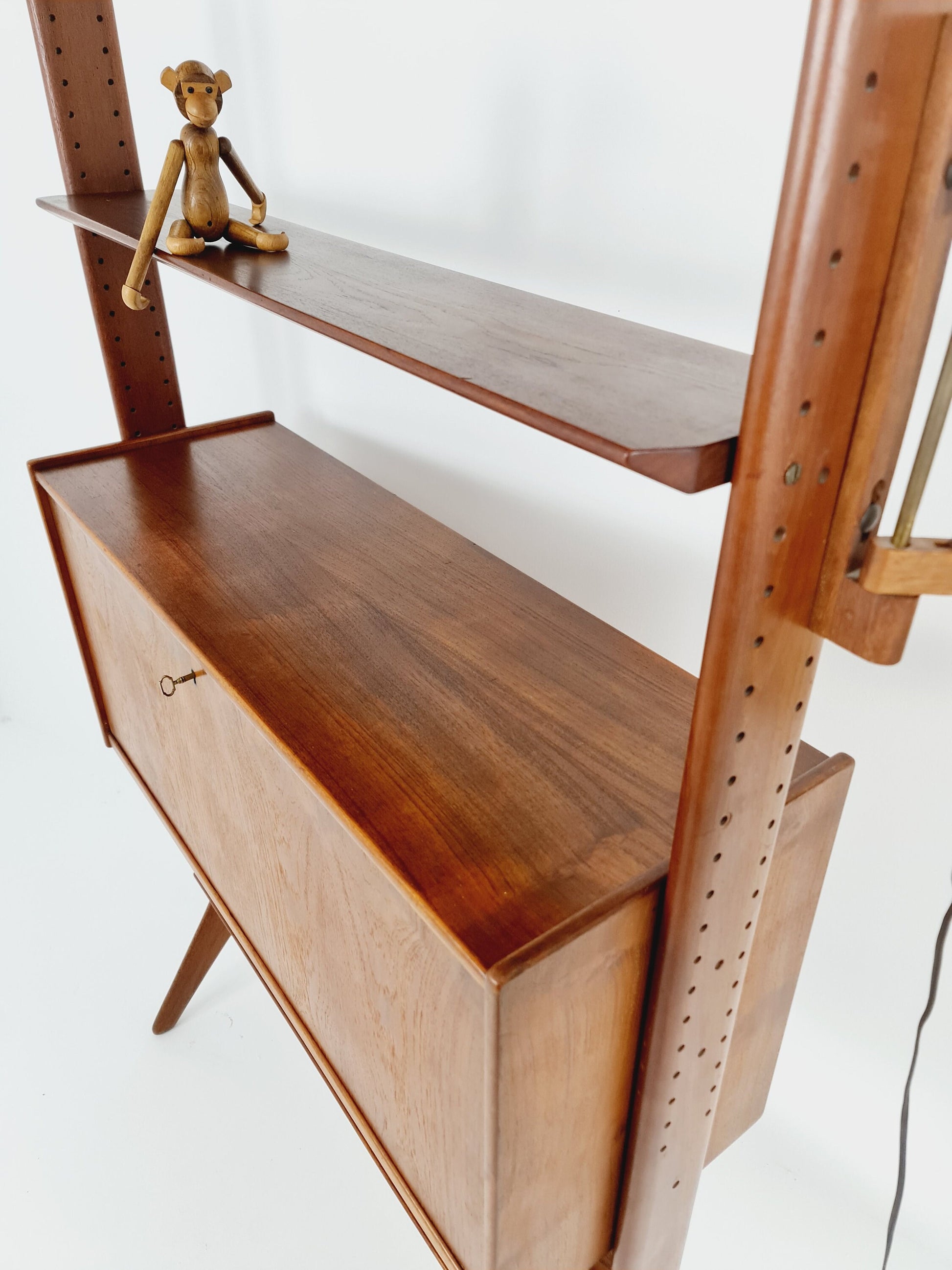 Vintage teak MCM Free Standing Shelving Unit, secretary by Arne Hovemand Olsen, 1960s