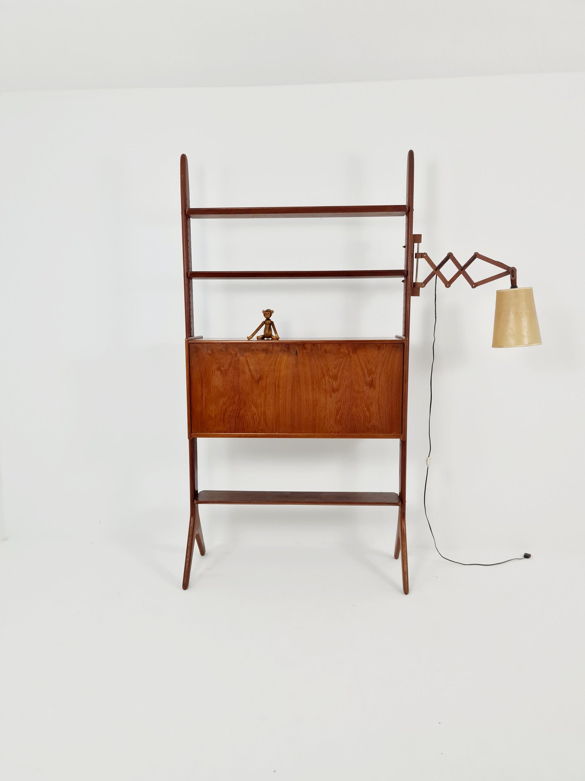 Vintage teak MCM Free Standing Shelving Unit, secretary by Arne Hovemand Olsen, 1960s