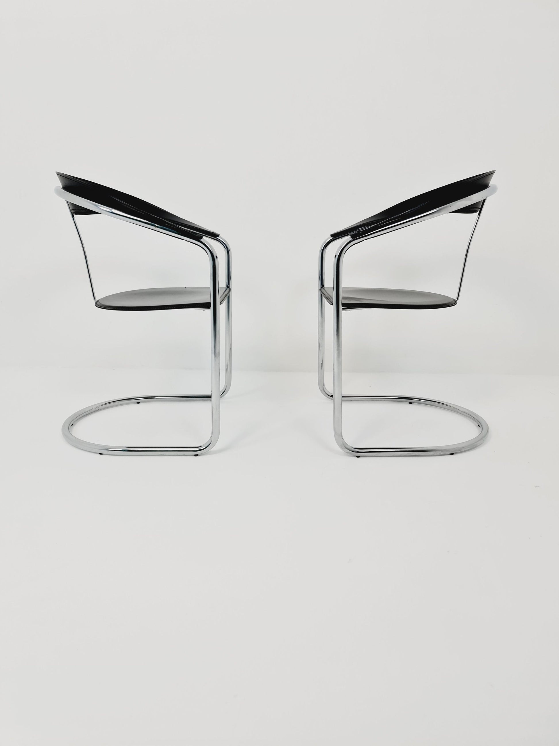 Space Age canasta leather arm chair by Arrben (ATTB), set of 2, 1970s